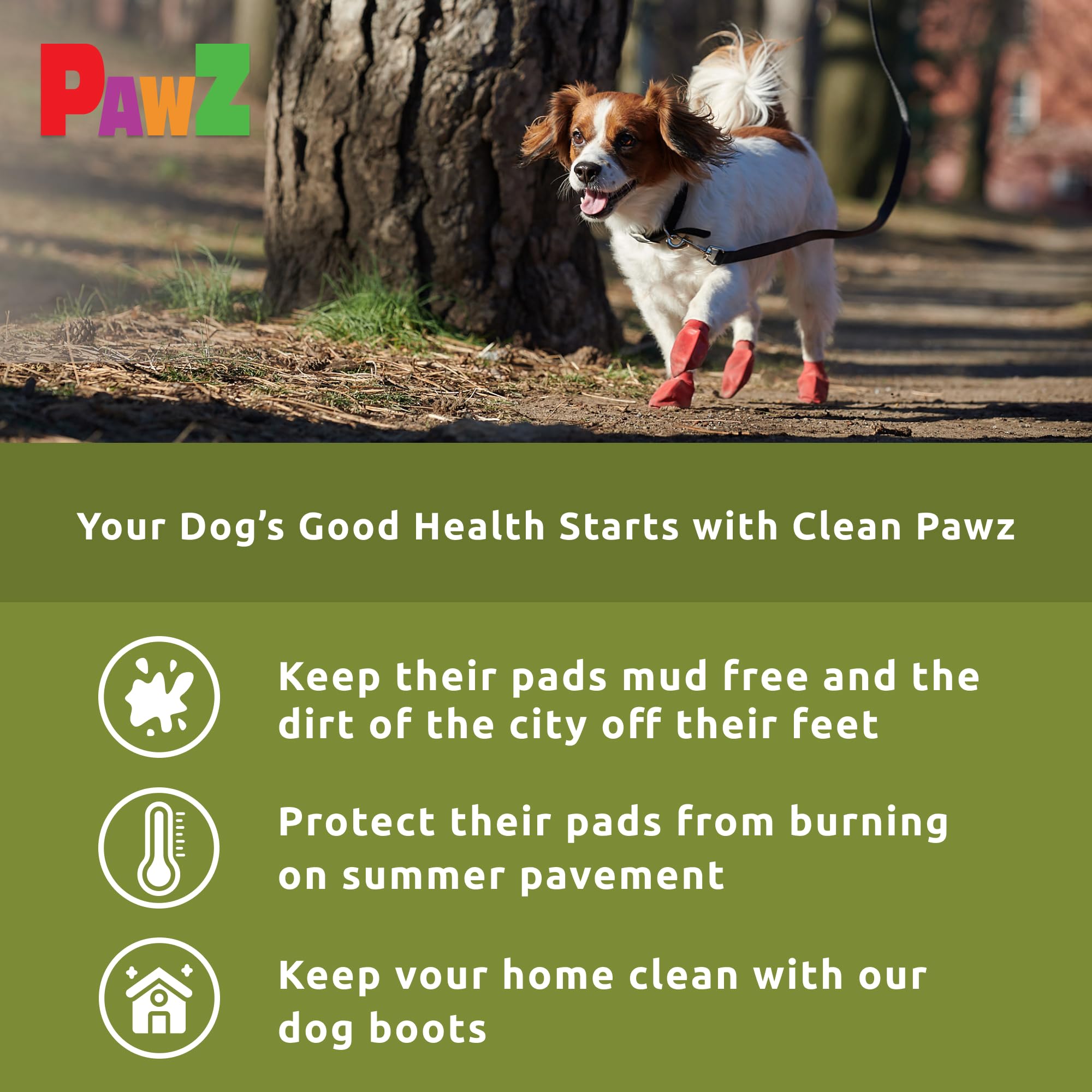 PawZ Rubber Dog Boots for Paws up to 2 1/2'', 24 Total (2 Packs of 12) - All-Weather Dog Booties for Hot Pavement, Snow, Mud, an