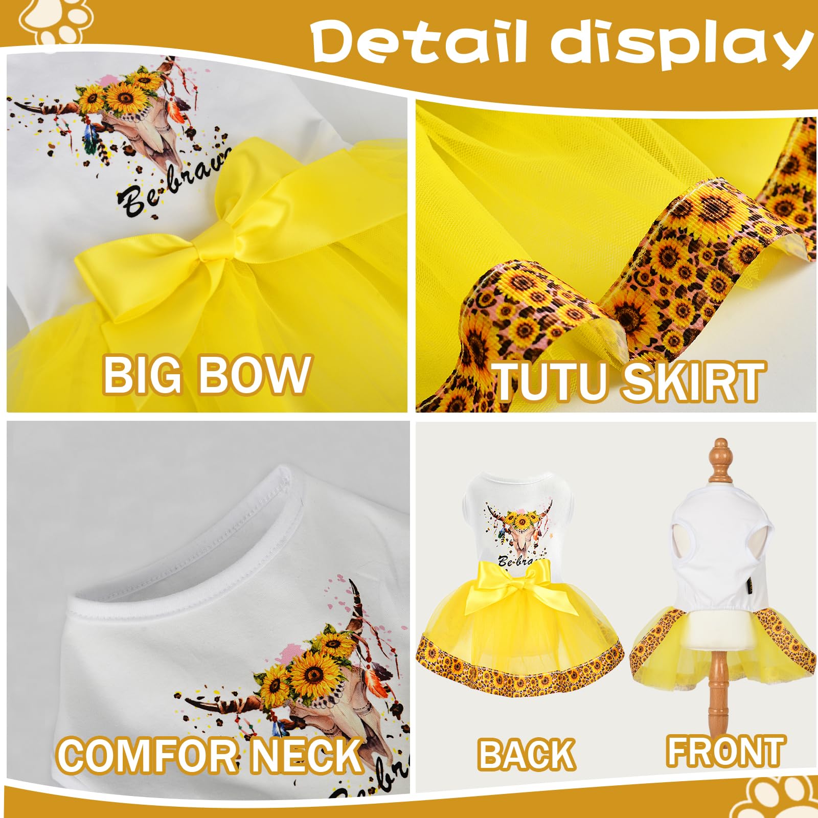 Dog Dress for Small Dogs, Puppy Costume Clothes Girls Pet Clothing Outfit Summer Spring Dresses Chihuahua Yorkie Cat Apparel