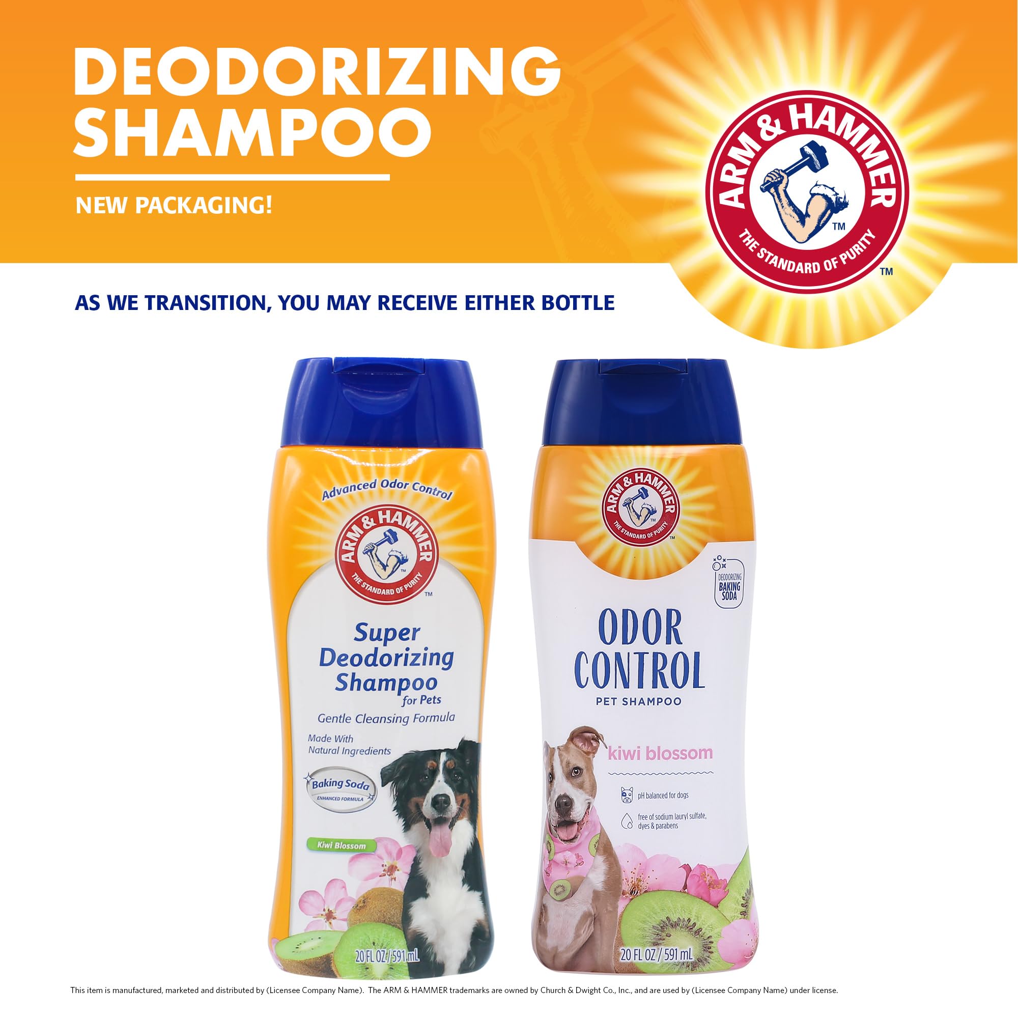 Arm & Hammer Super Deodorizing Shampoo For Dogs - Odor Eliminating Dog Shampoo For Smelly Dogs & Puppies With Arm & Hammer Baking Soda -- Kiwi Blossom Scent, 20 Fl Oz,White