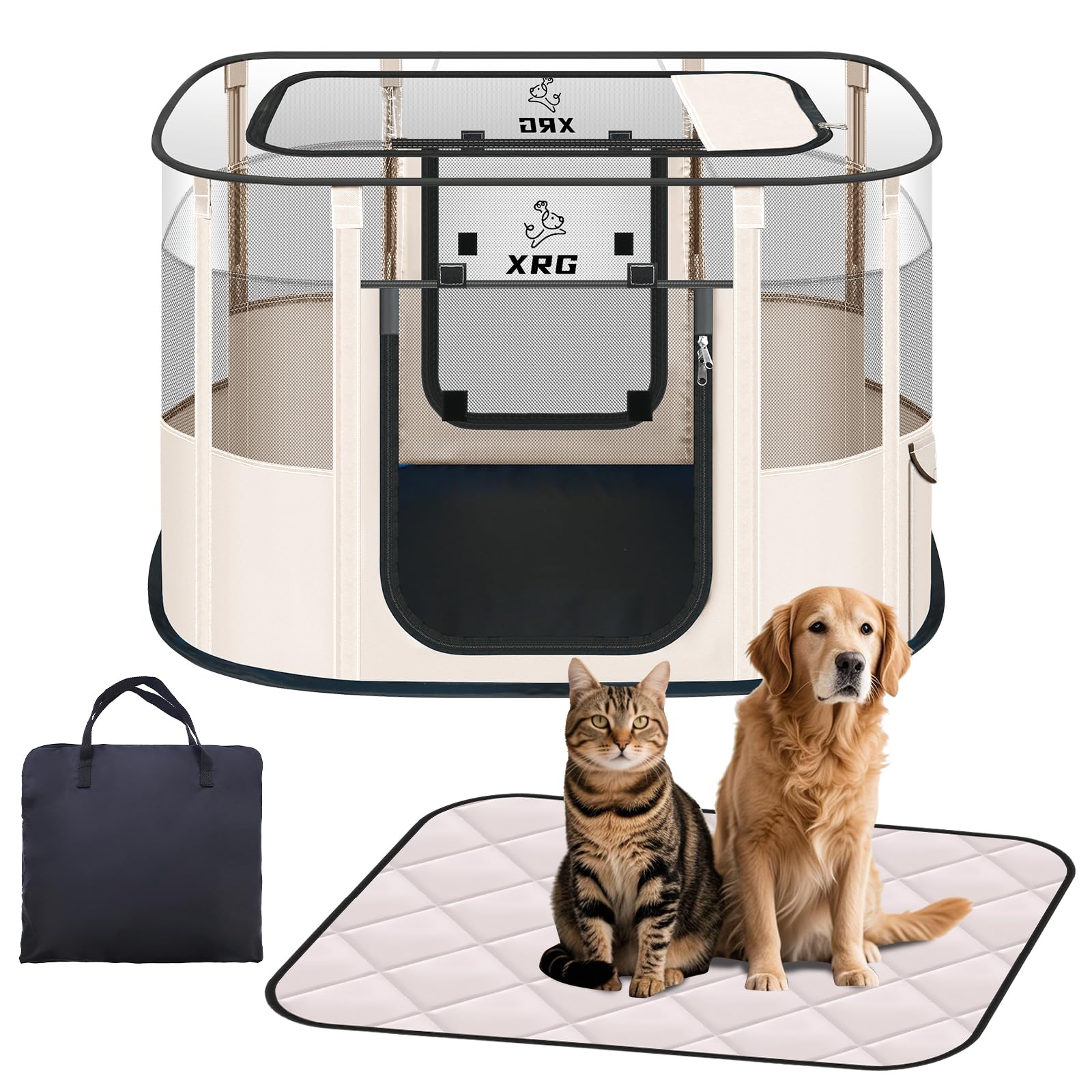 Dog Playpen with Waterproof pad,Portable Pet Crate Kennel Tent,Cat Cages Indoor Breathable Mesh Collapsible Dog Crates Playpen f