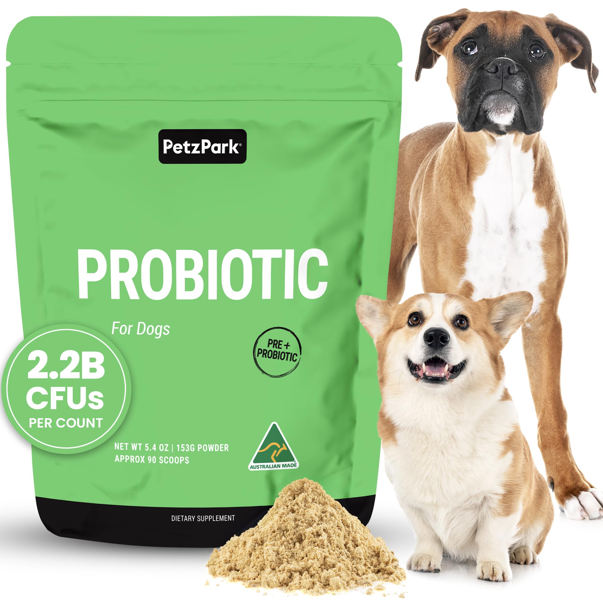 Petz Park Dog Probiotic 90 Scoops, Probiotics for Dogs Powder, Gut Health Supplement for Dogs, Paw Licking and Digestive Support