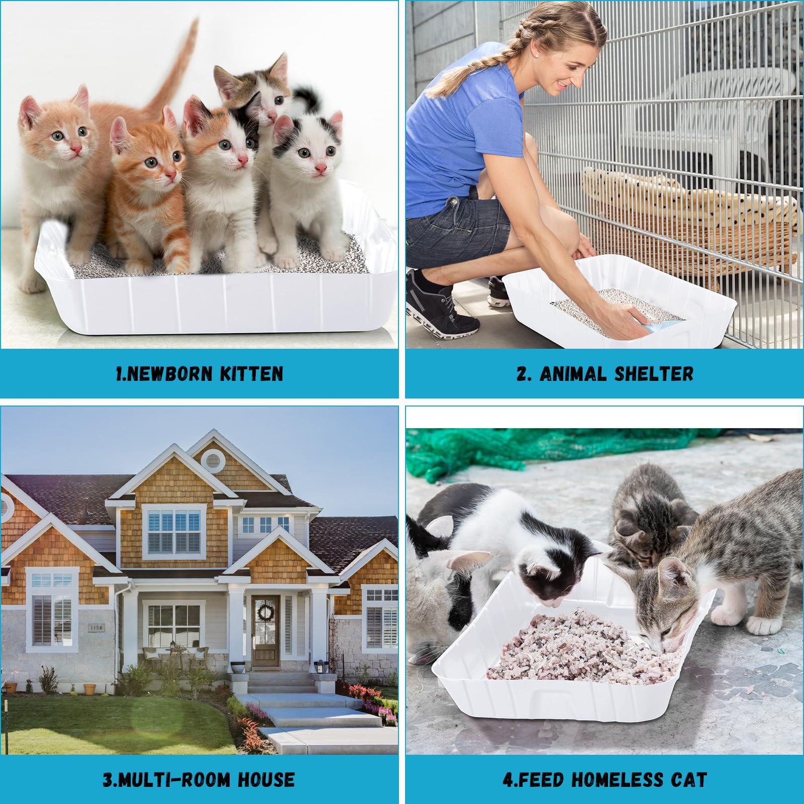 Bokon 50 Pieces Disposable Litter Boxes For Cats Small Kitty Litter Tray For Pets Plastic Litter Boxes For Indoor Cats Kitten Ha