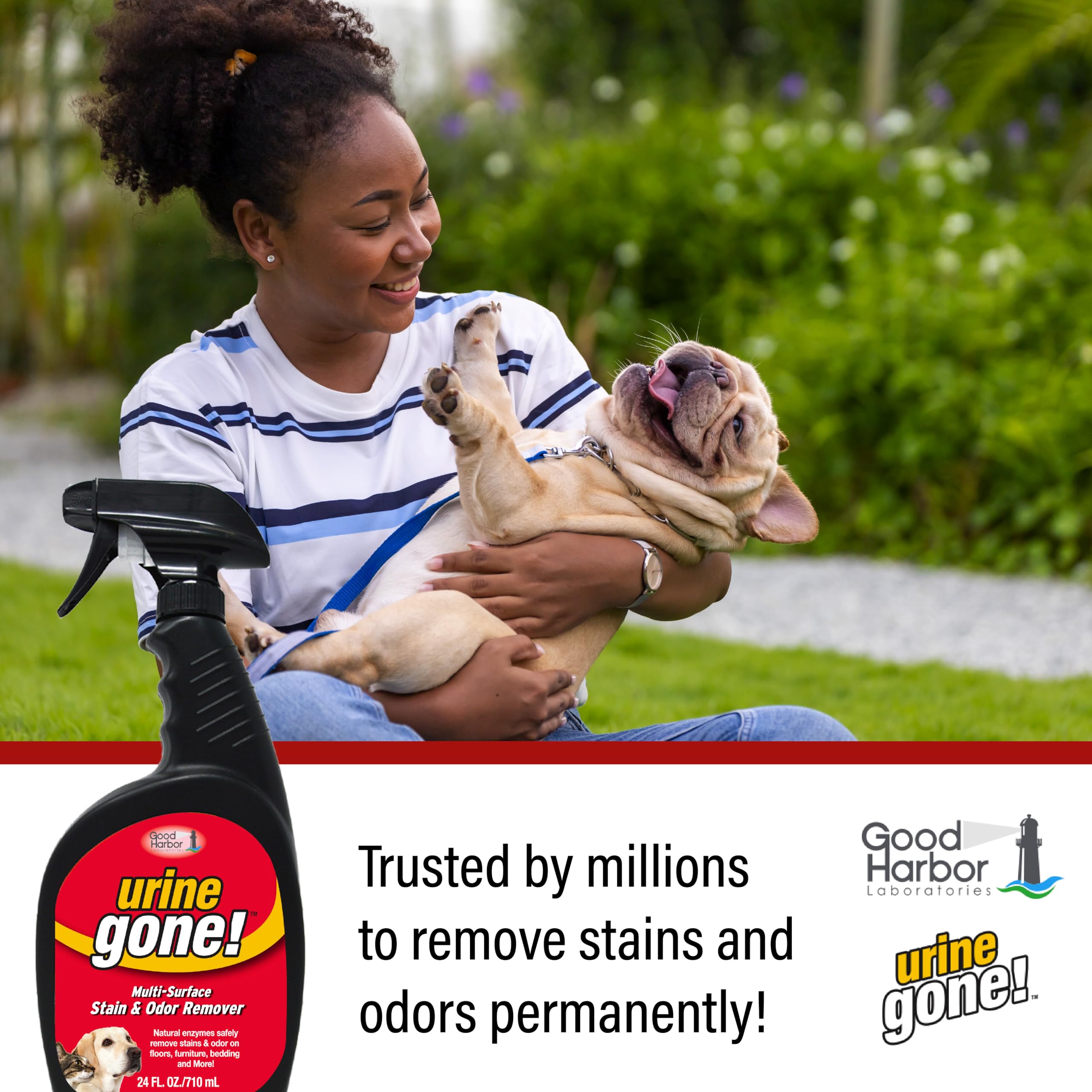 Urine Gone Stain & Odor Eliminator: Professional Strength Fast Acting, Enzyme Based Home Cleaning Solution for Carpet, Stain Rem