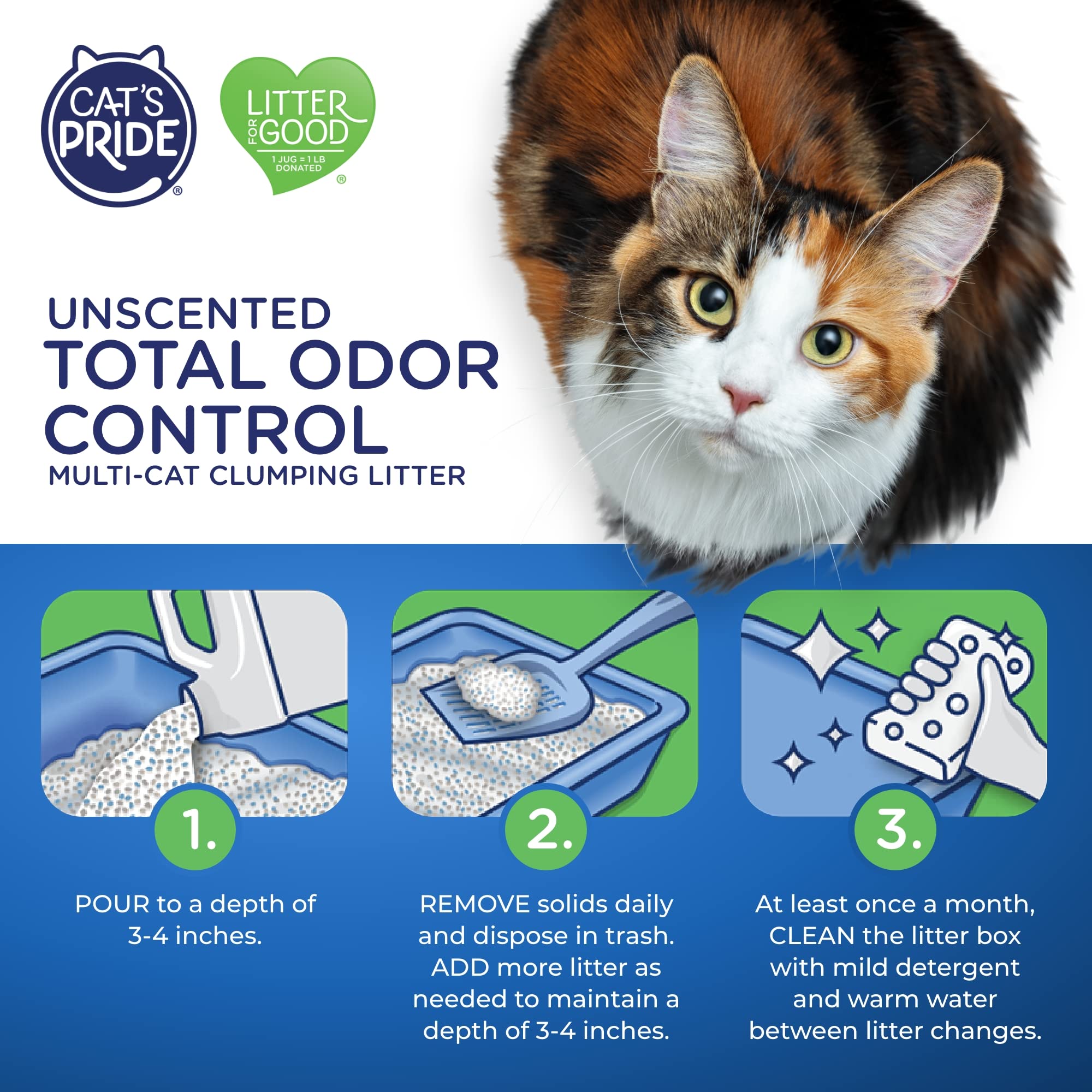 Cat'S Pride Max Power: Total Odor Control - Up To 10 Days Of Powerful Odor Control - Strong Clumping - Hypoallergenic - 99% Dust Free - Multi-Cat Litter, Unscented, 15 Pounds