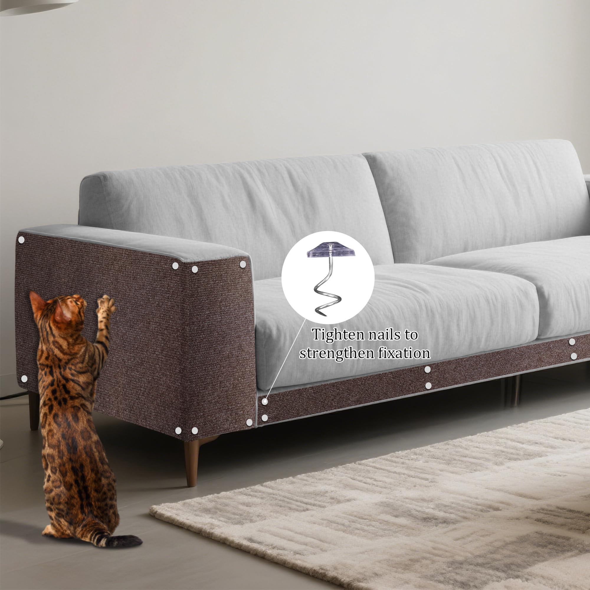 Cat Scratch Furniture Protector Adhesive Trimmable Cloth Couch Anti-Scratch Cover Diy Climb Couch Protector From Cat Claws, Cove