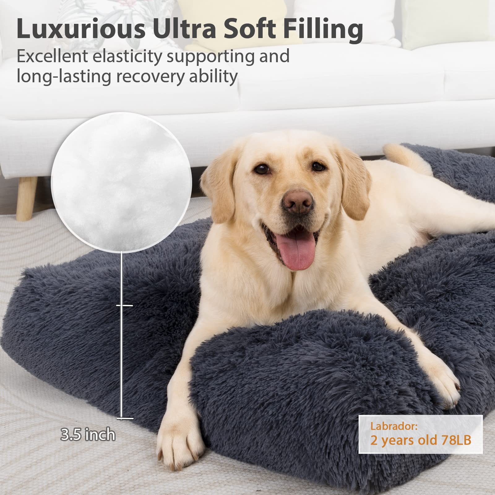 Champets Washable Dog Bed For Crate 41''X27'',Large Dog Bed For Small,Medium,Large,Extra Large Dog Cats Pet,Waterproof Dog Beds