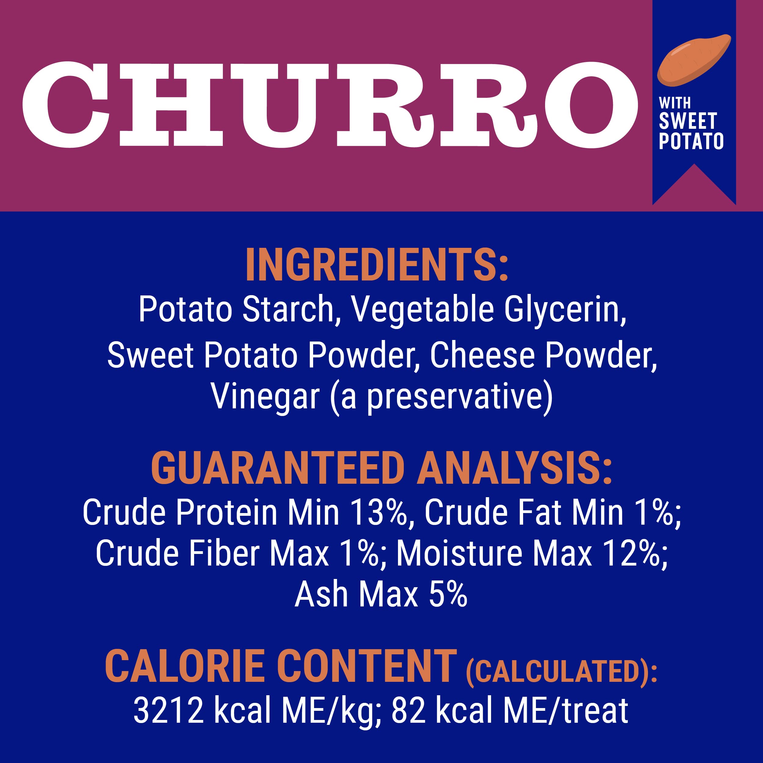 CHURRO Himalayan Cheese Treat Tub | Sweet Potato Churro | Lactose Free - Gluten Free - Grain Free | USA Made | for All Breeds |