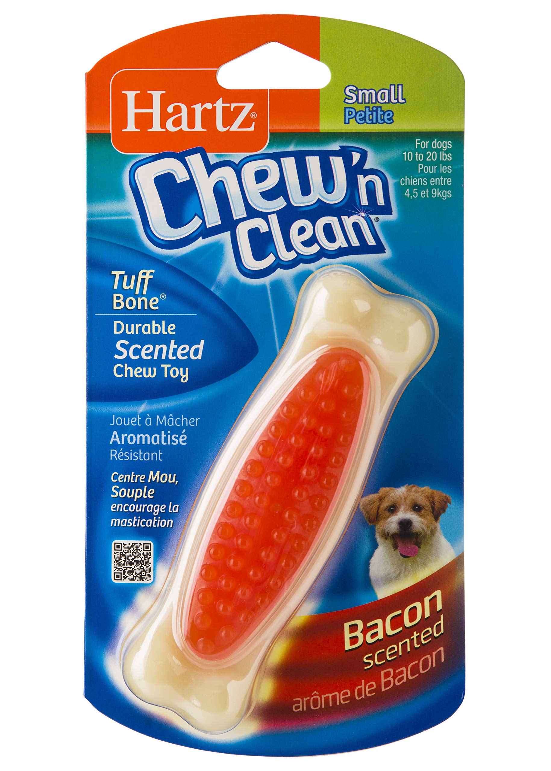 Hartz Chew 'N Clean Tuff Bone Bacon Scented Dental Dog Chew Toy - Small