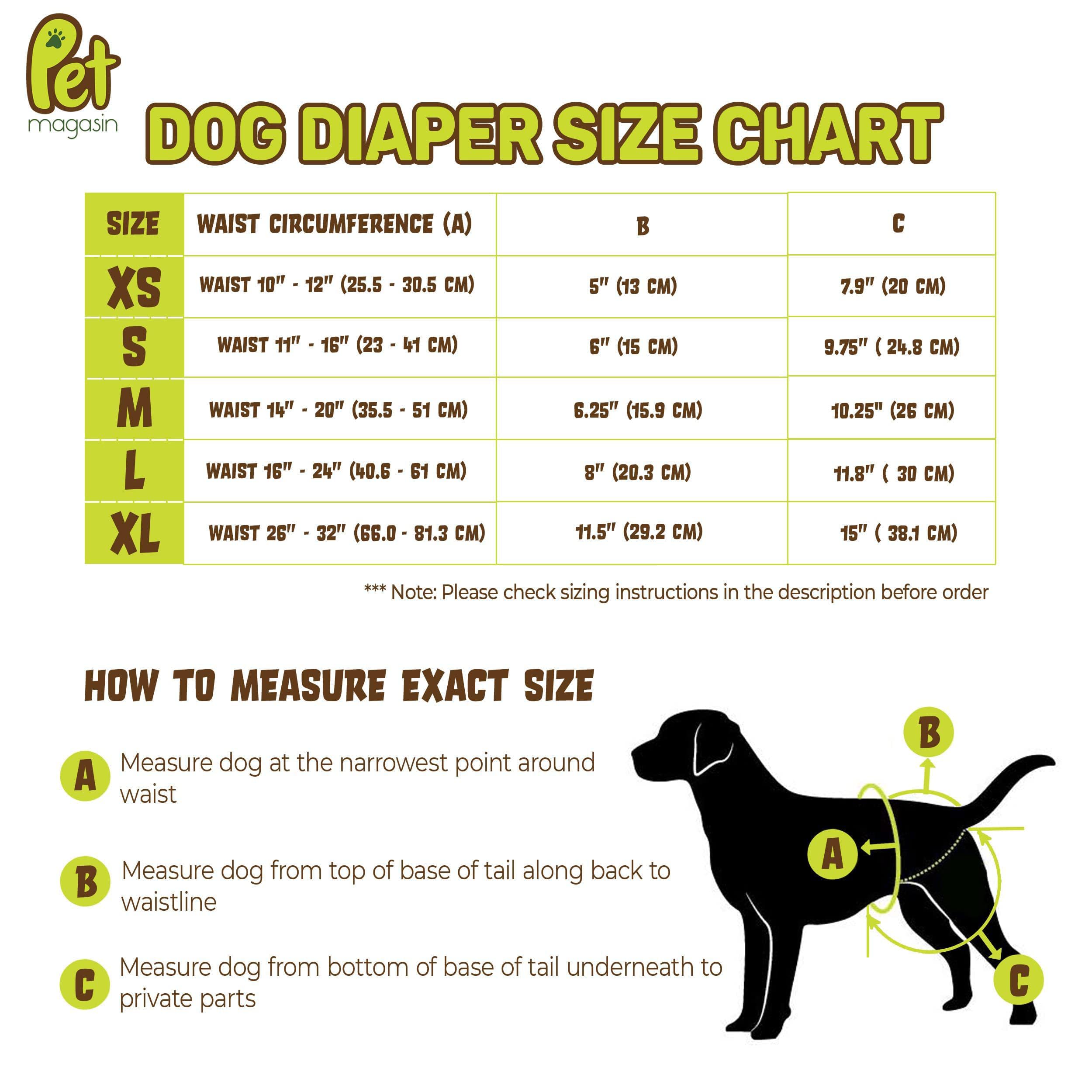 Pet Magasin Reusable Washable Dog Diapers (Pack Of 3), Highly Absorbent With Strong & Flexible Closure (Trending, X-Large (26'-32' Waist))