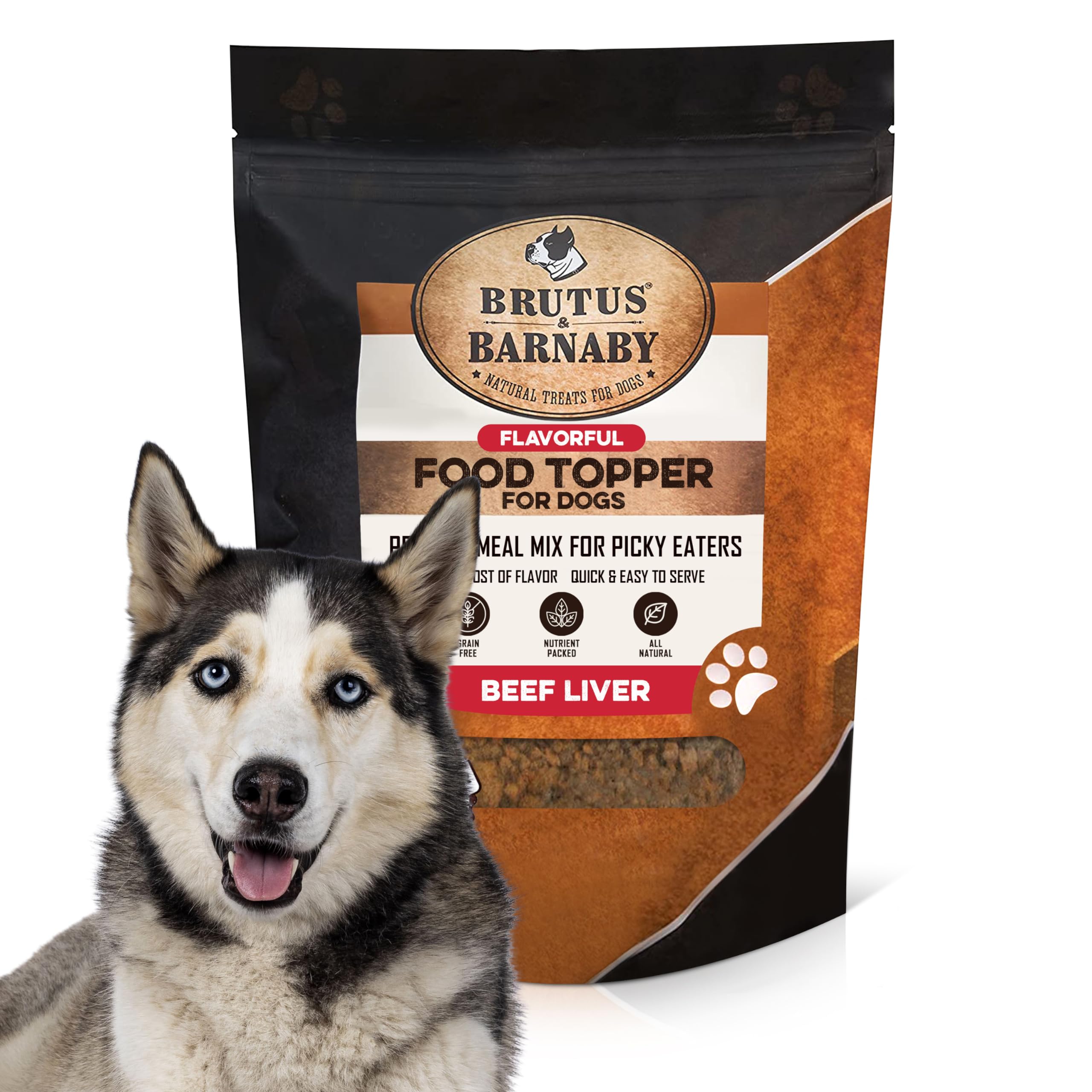 BRUTUS & BARNABY Dog Food Topper - Beef Liver - Enhance Your Dogs Meal with This Flavor Packed Mix - Sprinkle On Dog Food Flavor