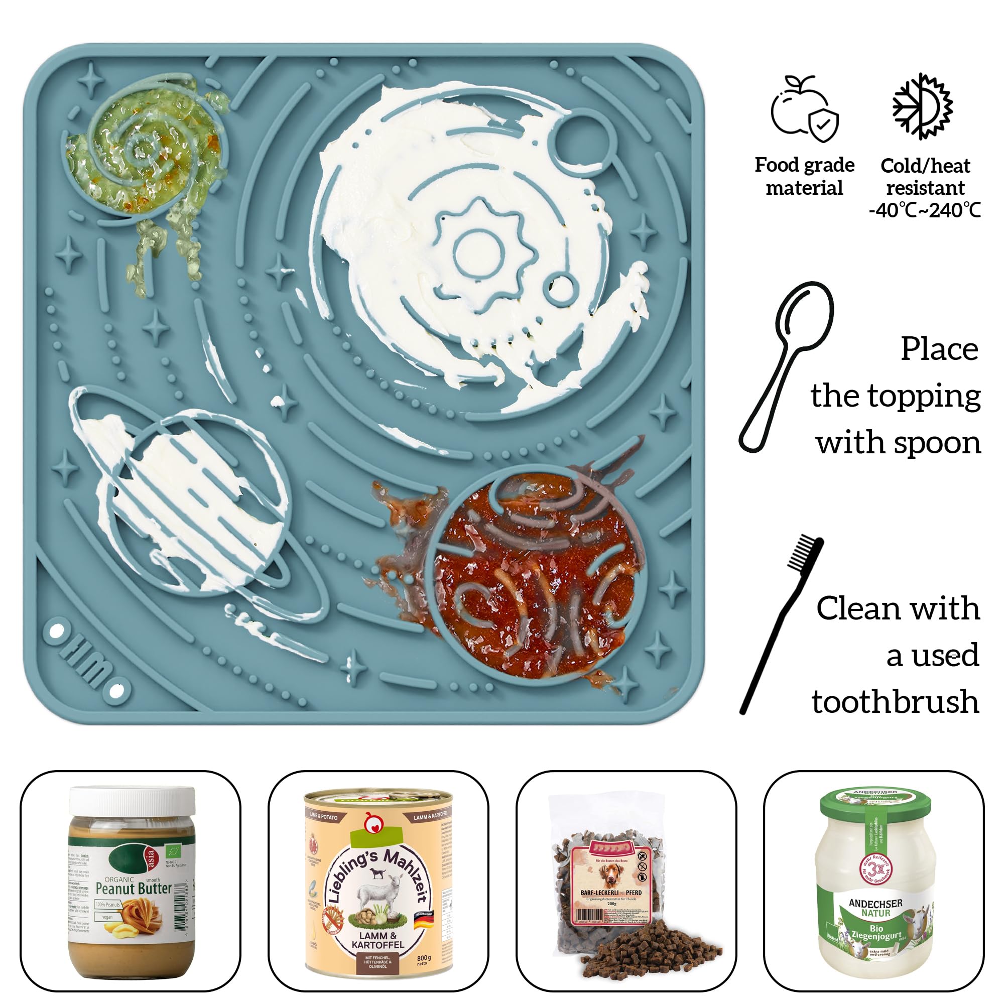 Ohmo Lick Mat For Dogs And Cats(Small, Dark&Light Blue, 2Pcs) Enrichment Accessories Toy Space Star Easy Clean Pet Slow Feeder/S