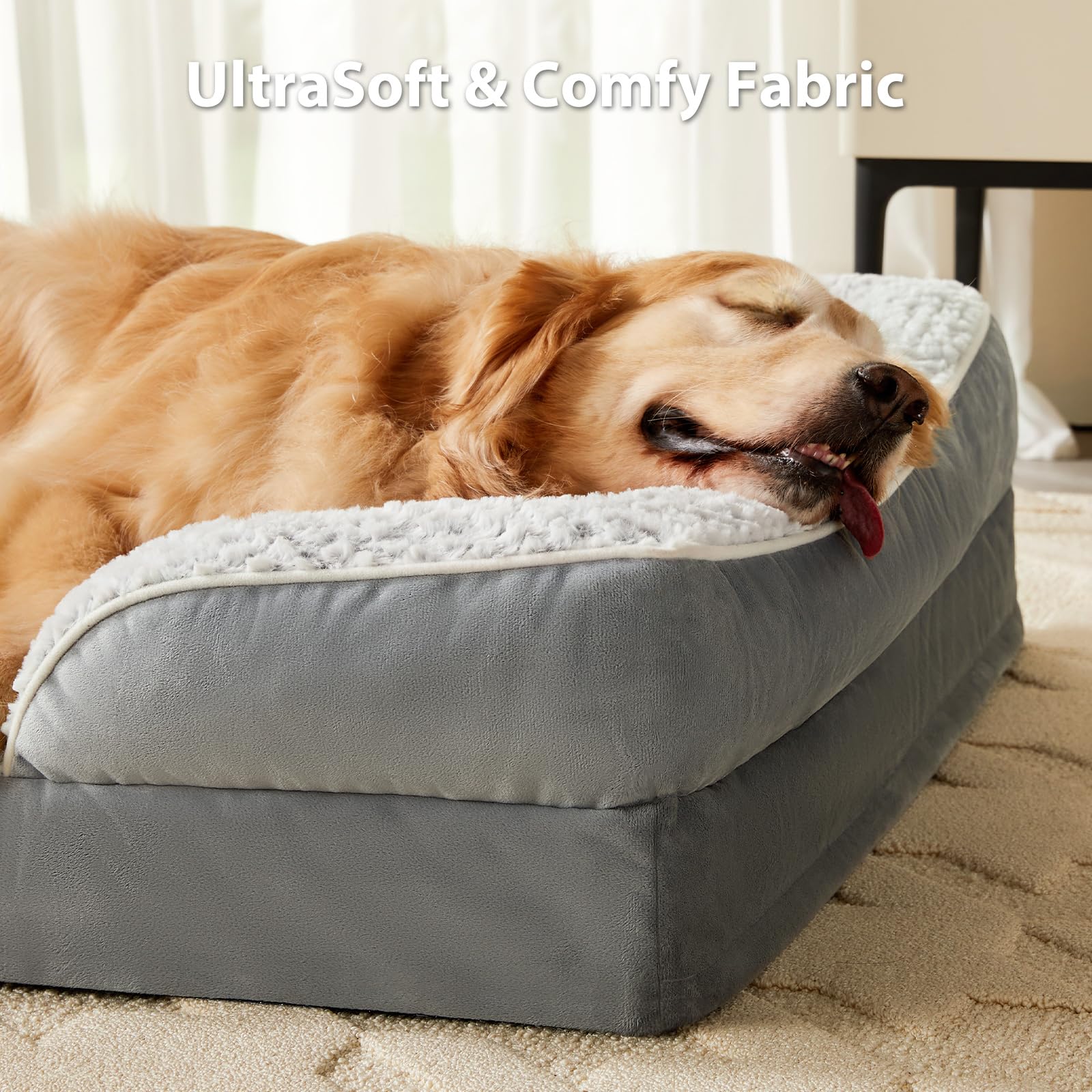 Lextro Orthopedic Dog Bed For Extra Large Dogs, Egg Crate Foam Bed For Extra Large Dogs, Equipped With Removable Waterproof Pill