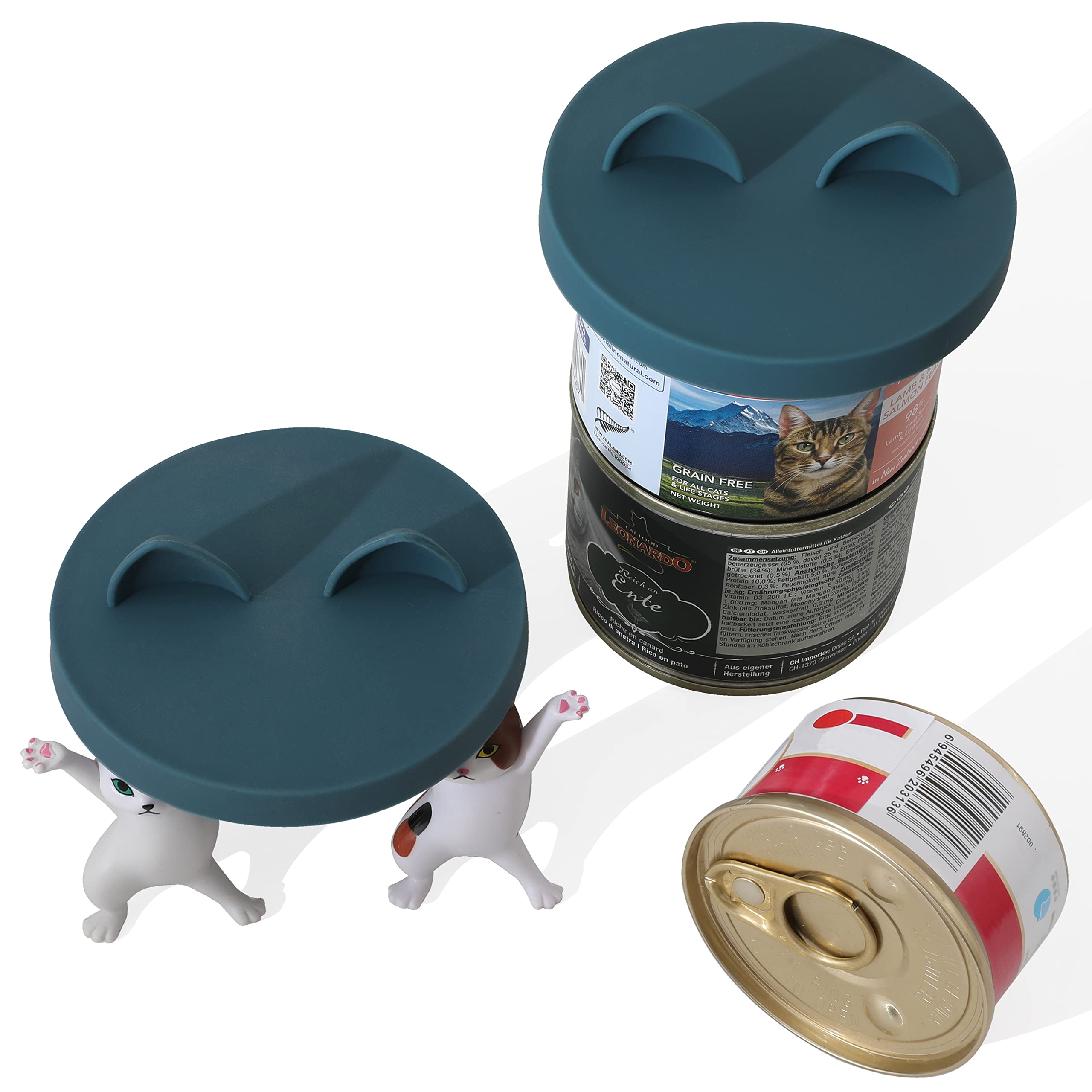 OHMO 3 Pack Dog Food Can Lids, (3, 12, 14oz etc.) Universal Size Silicone Covers for Cat and Dog Food, Dark Blue