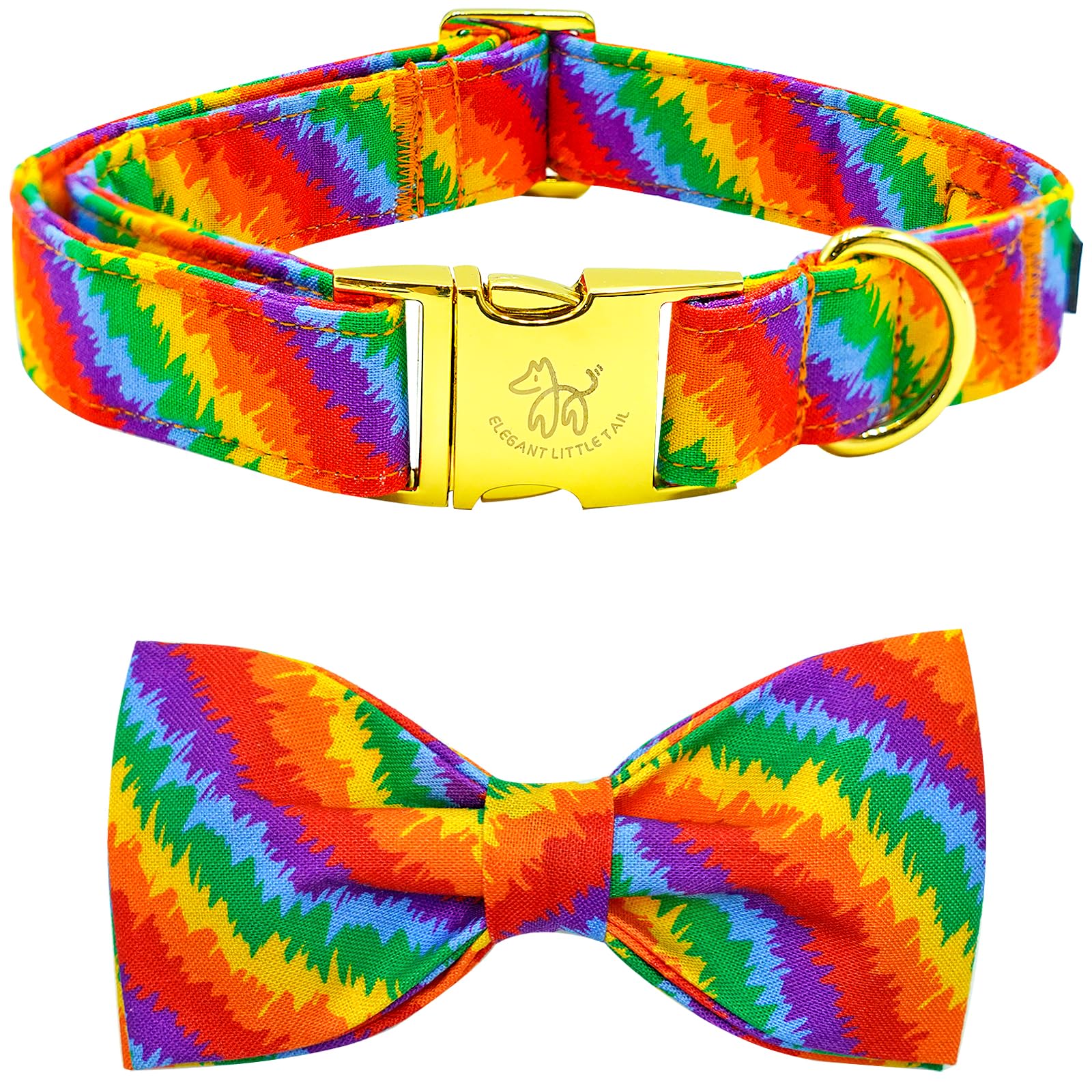 Elegant Little Tail Dog Collar, Rainbow Dog Collars Bowtie Lgbt For Pride Month Pet Collar Dogs Girl Boy Adjustable Pet Collar F