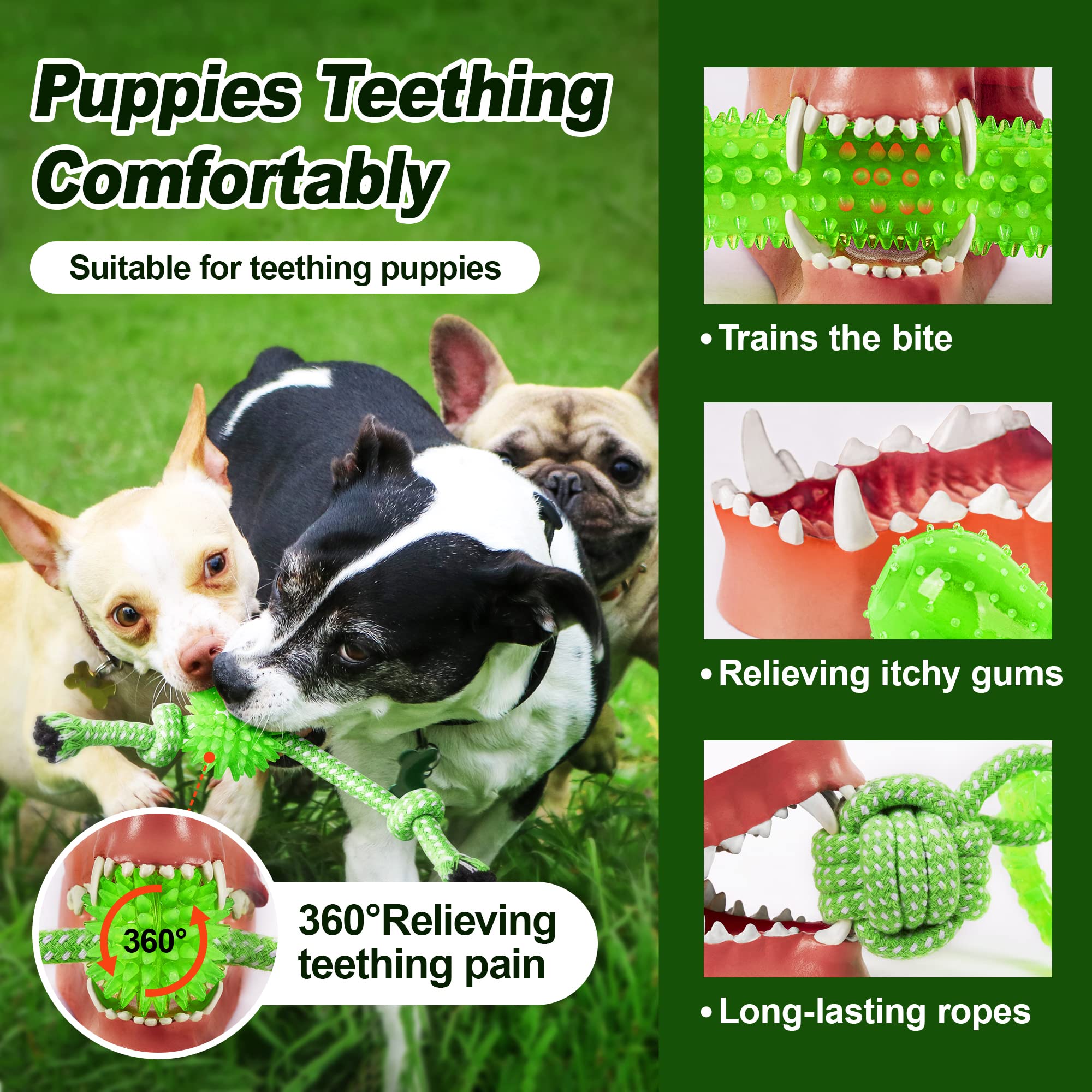 Sqbg Puppy Toys 5 Pack For Energetic Puppy,Durable Puppy Chew Toys High Density Rubber And Rope Combined,Puppy Teething Toys Mul