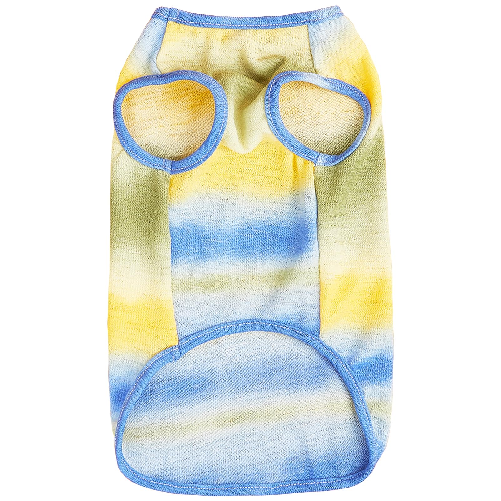 Dog Yellow Tie-Dye Sleeveless T-Shirt Spring And Summer Thin Cotton Puppy Dog Clothes Cute Tie-Dye Printed Vest(Large Yellow)