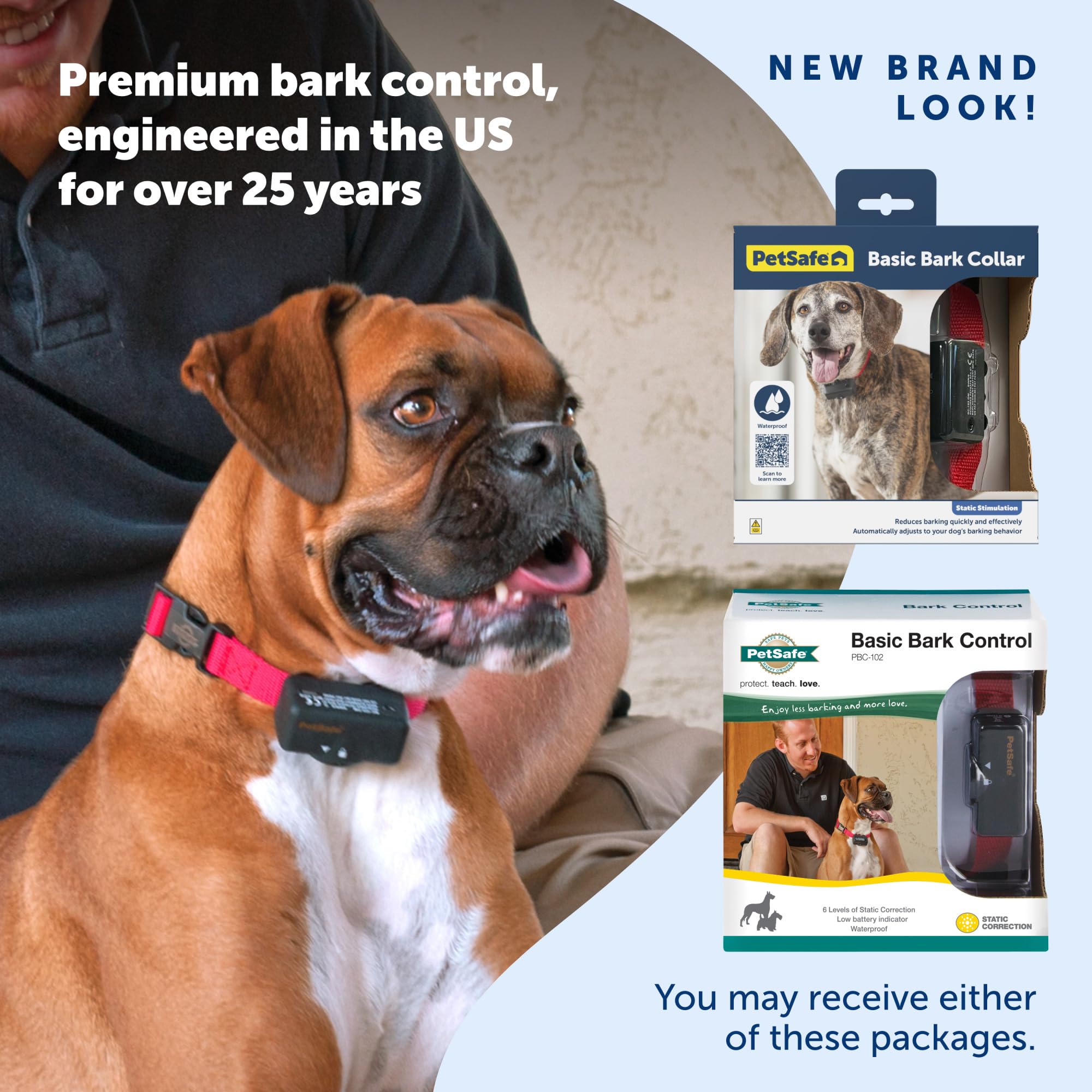 Petsafe Basic Bark Control Collar For Dogs 8 Lb. And Up, Anti-Bark Training Device, Breeds, Waterproof, Static Correction, Canine - Automatic Dog Training Collar To Decrease Barking