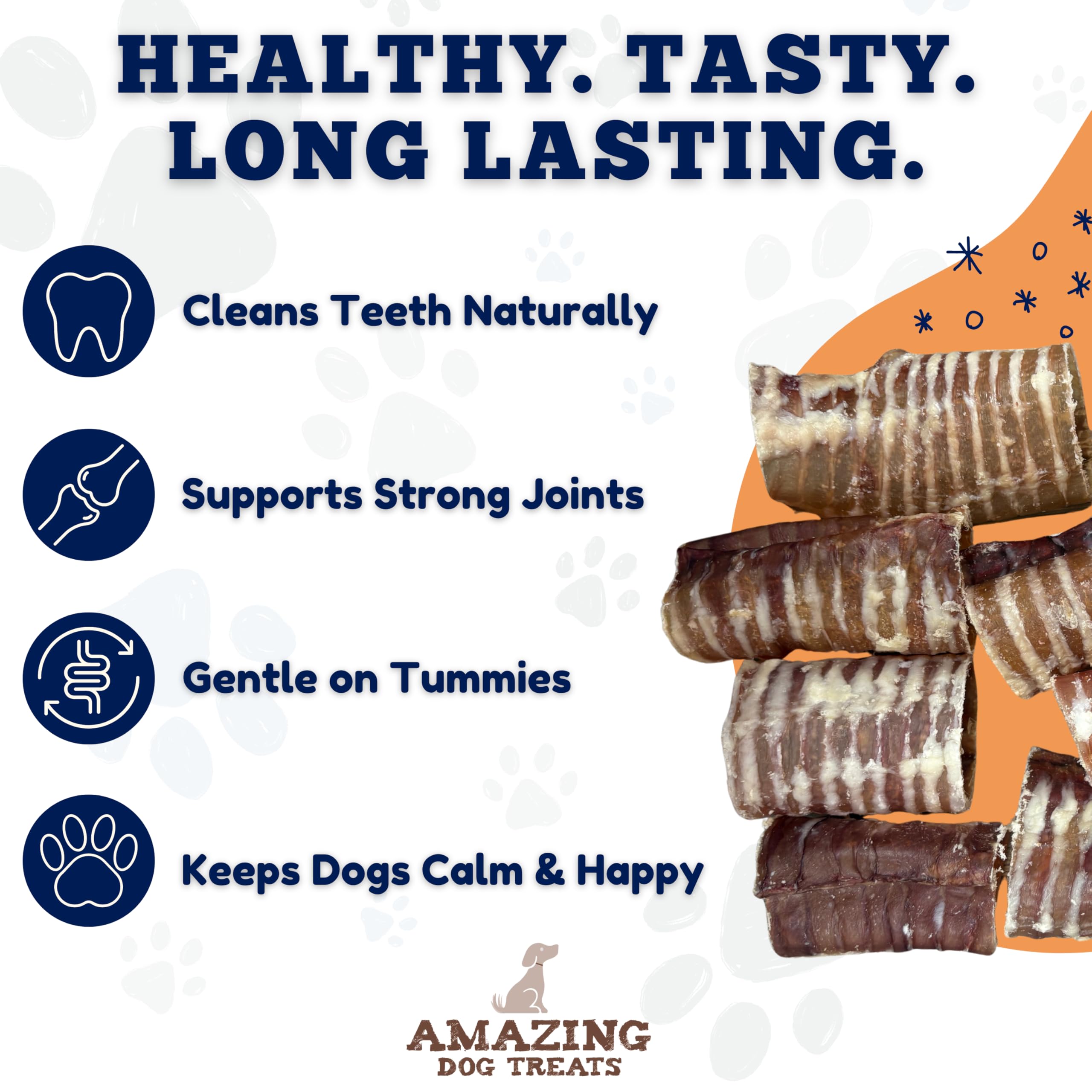Amazing Dog Treats - Beef Trachea Rings (3-4 Inch, 12 Count) -Premium Dog Chews- Great for Small Size Dogs - Excellent Source of