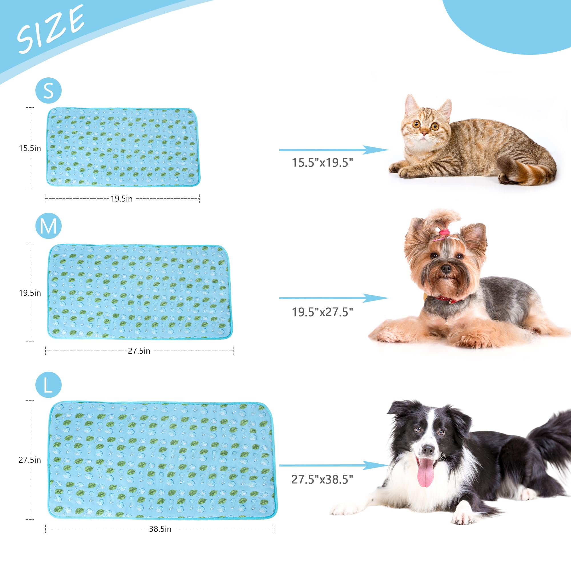 Delifur Dog Cooling Mat- Pet Cooling Mat Outdoor For Dogs Self Cooling Pad For Puppy Small Medium Dog Machine Washable (Large, B