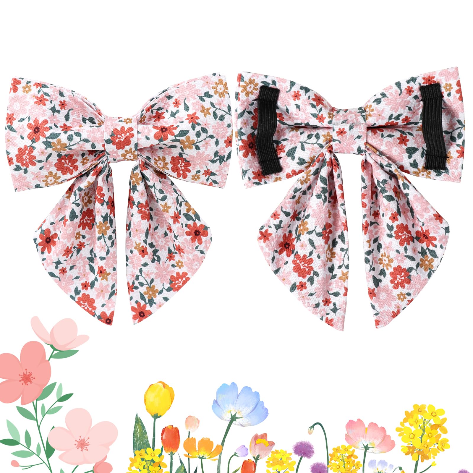Up Urara Pup Flower Bowtie Dog Collar With Metal Buckle - Summer Comfortable Cotton Collar For Puppy Boy Girl, Xs
