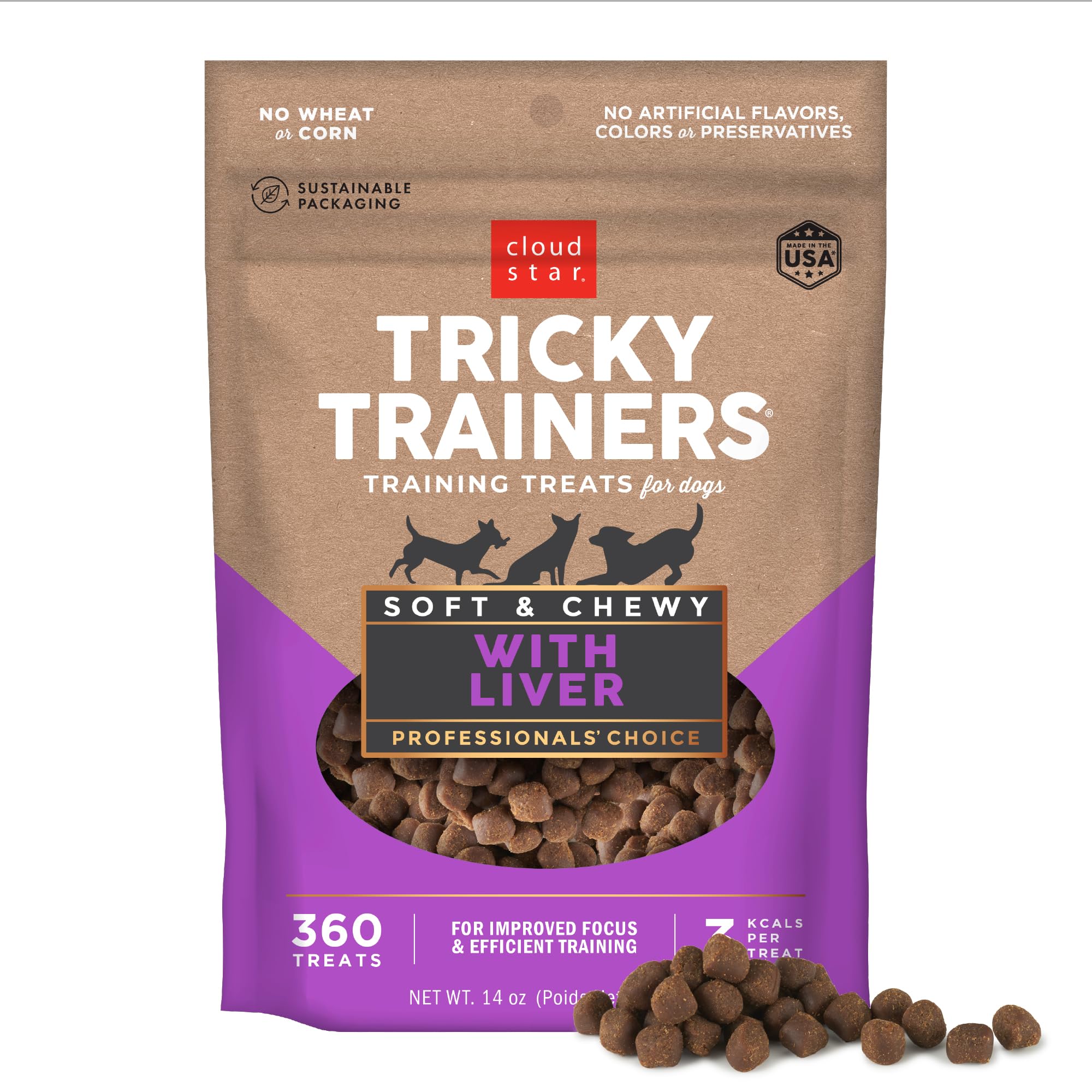 Cloud Star Tricky Trainers Chewy Dog Treats - Whole Grain Soft for Adult & Puppy