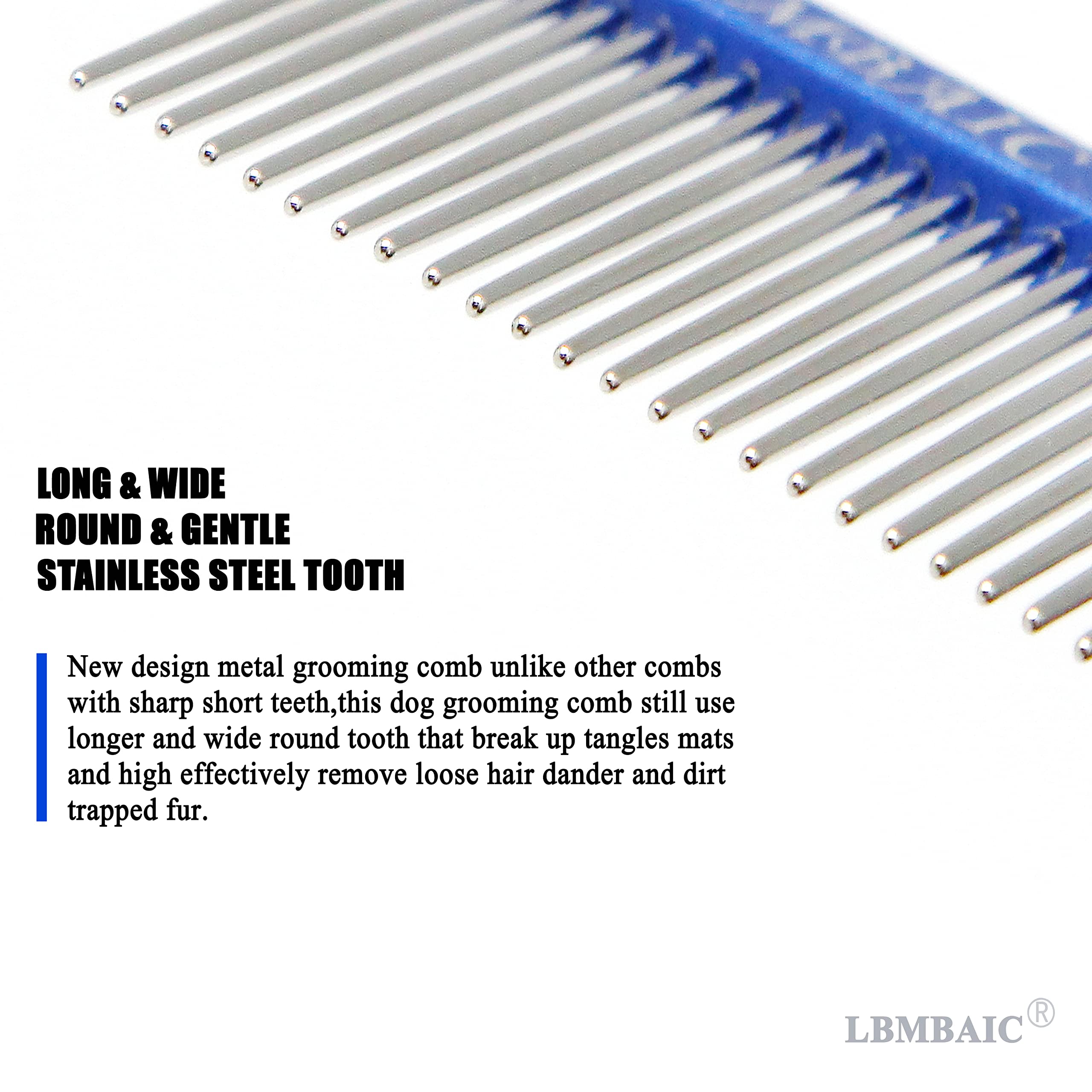 Lbmbaic Metal Dog Grooming Comb With Long And Wide Tooth Professional Comb For Dogs Reduce Pets Loose Hair,Tangles,Knots,And Mats.7.5Inches