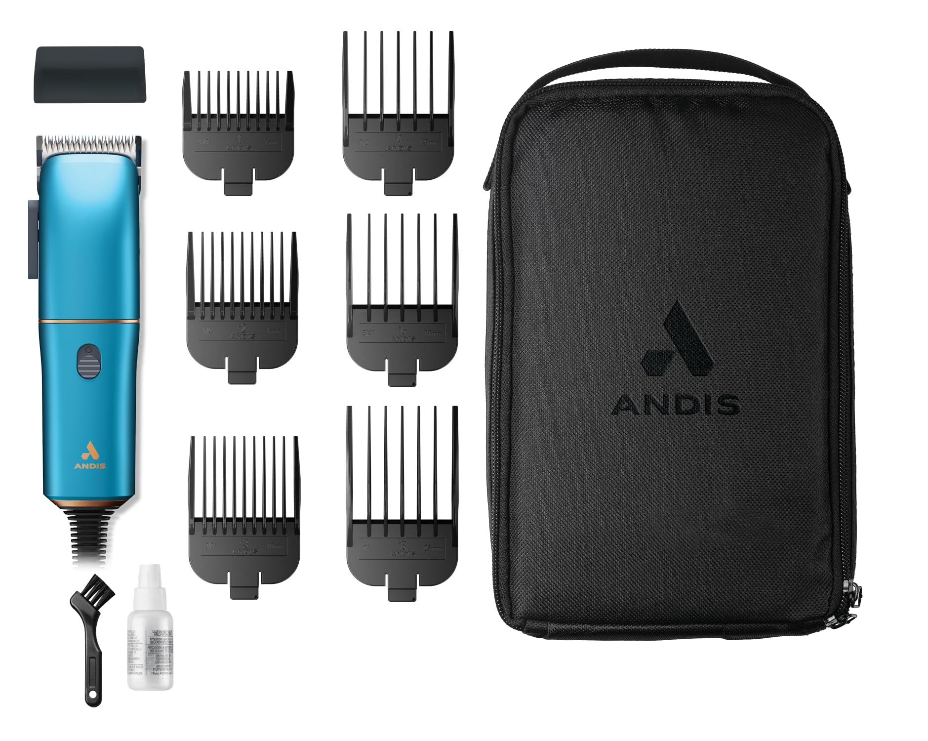 Andis Easy Clip Adjustable Blade Corded Dog Clipper, 11 Piece Kit, Lightweight, Powerful Motor, Blue, 560814