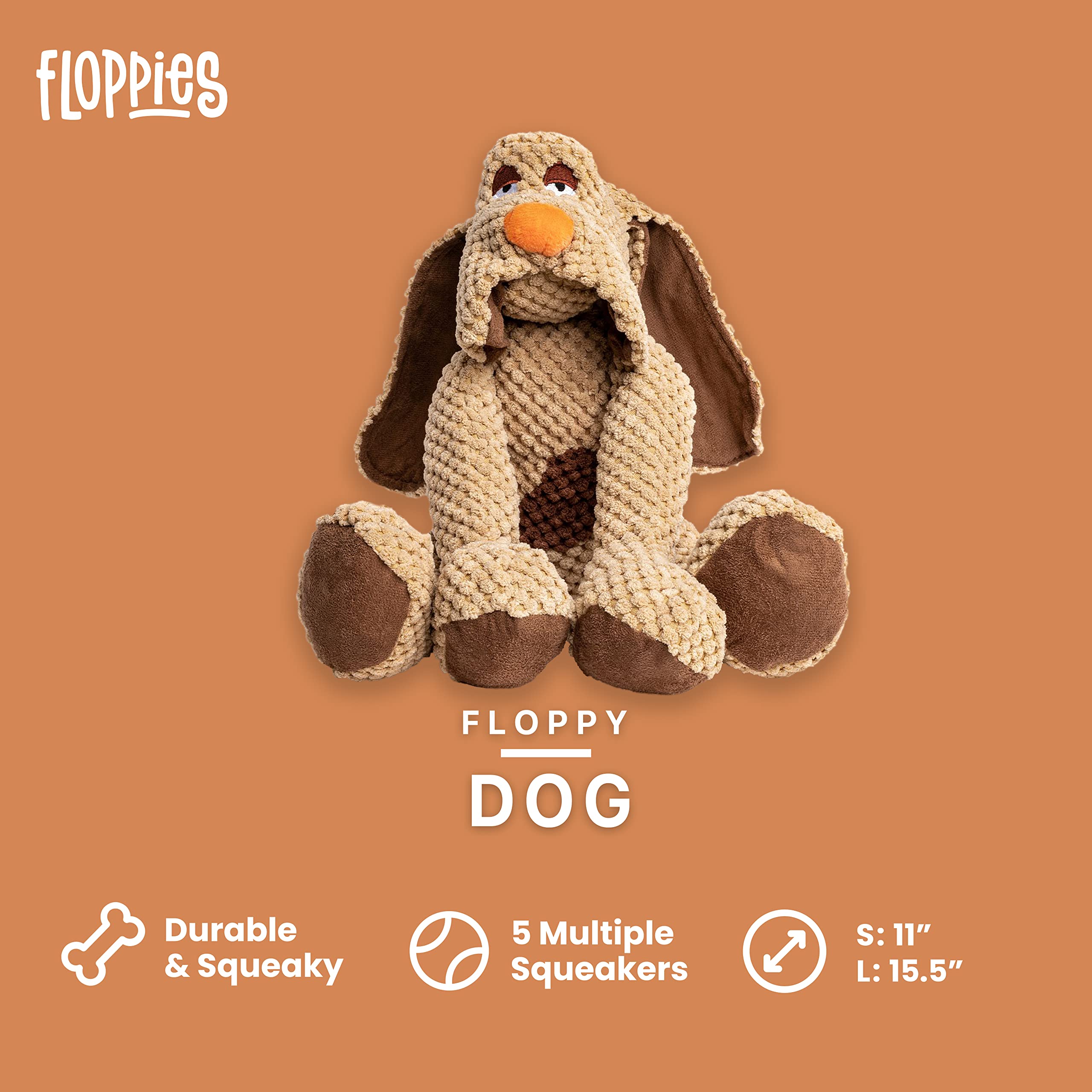 Fabdog Floppies Plush Dog Toy - Cute & Durable Squeaky Dog Toys - Best Squeak Toy For Puppies And All Breeds | Ideal Pet Gift| Small Dog