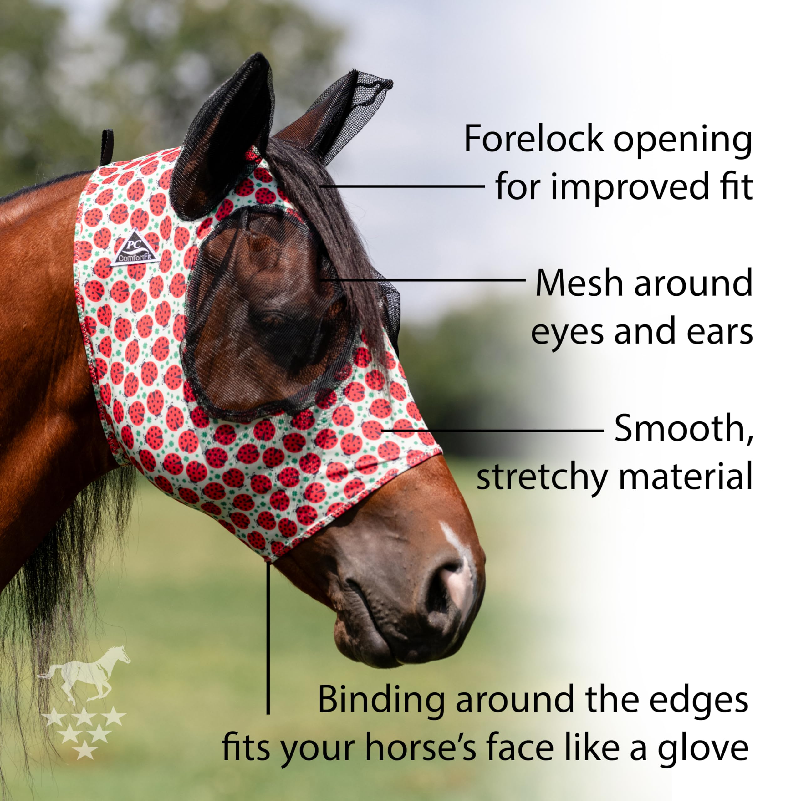 Professionals Choice Comfort-Fit Fly Mask | Smooth, Stretchy Material | Mesh Around The Eyes and Ears Allows for Clear Vision a