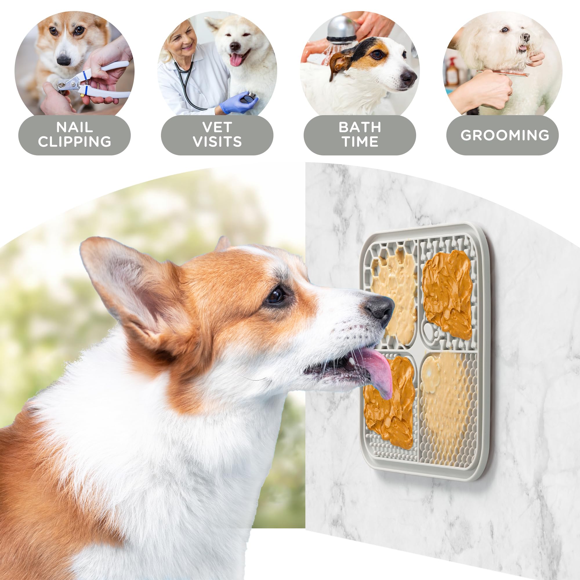 Dog Lick Mat, 3Pack Dog Slow Feeder, Non-Slip Design Lick Mat for Dogs and Cats, Boredom and Anxiety Reducer,Suitable for Treats