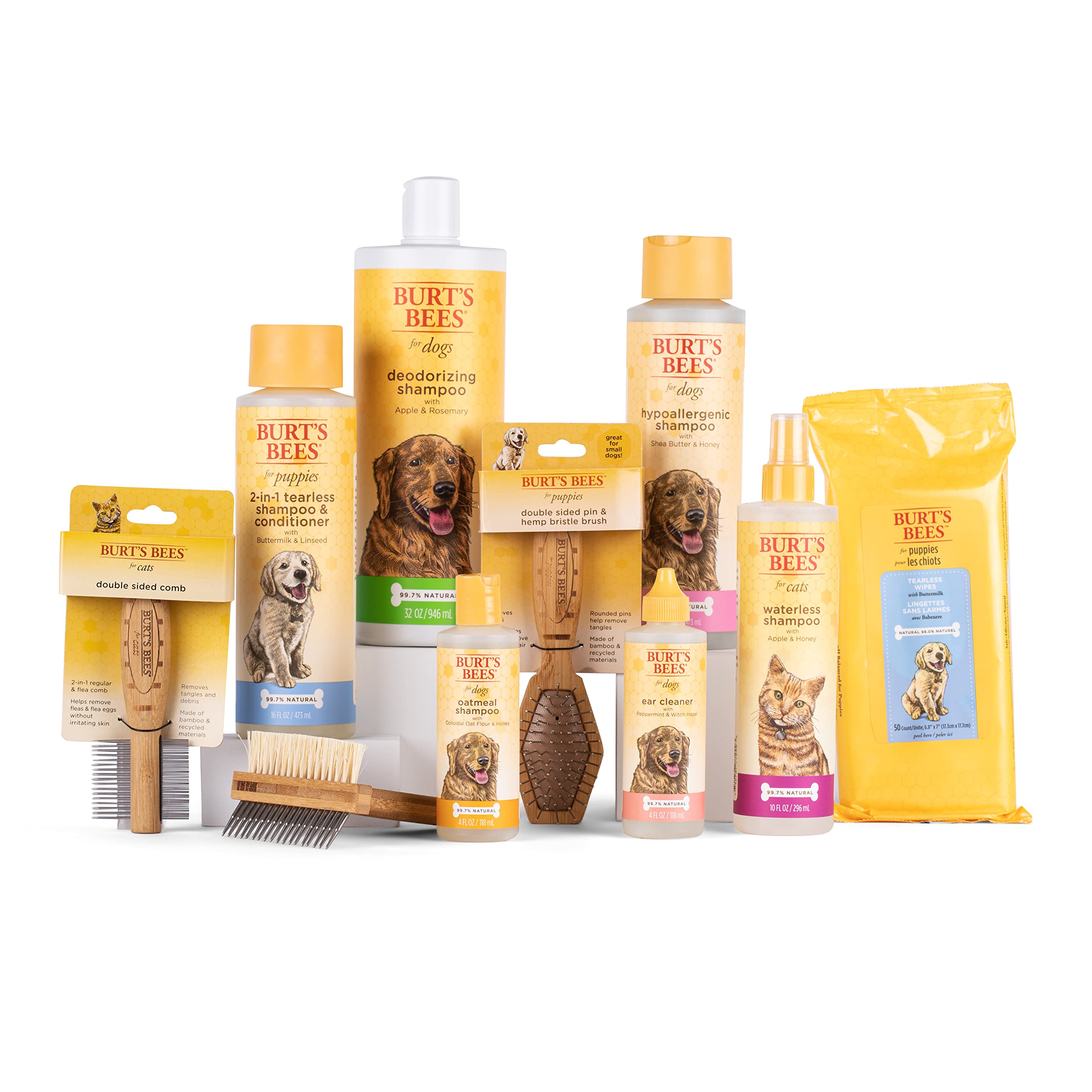 Burt'S Bees For Pets Double Sided Pin & Hemp Bristle Dog Brush | Best All-Purpose Dog Brush To Reduce Shedding | Great For All S