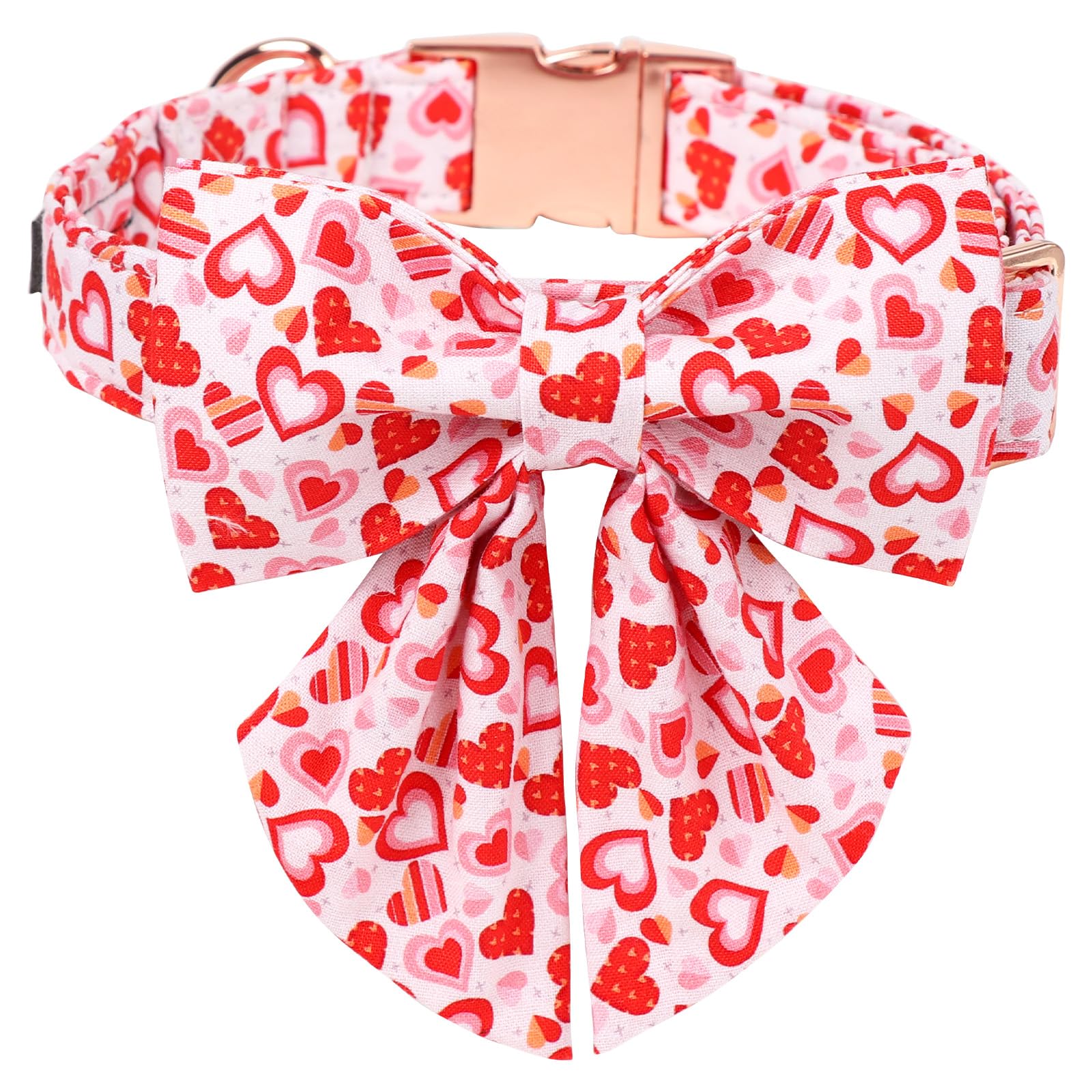 Maca Bates Valentines Sweet Heart Dog Collar with Bow Bowtie for Dogs Sailor Bow Tie Adjustable Breakaway Red Collars Accessorie