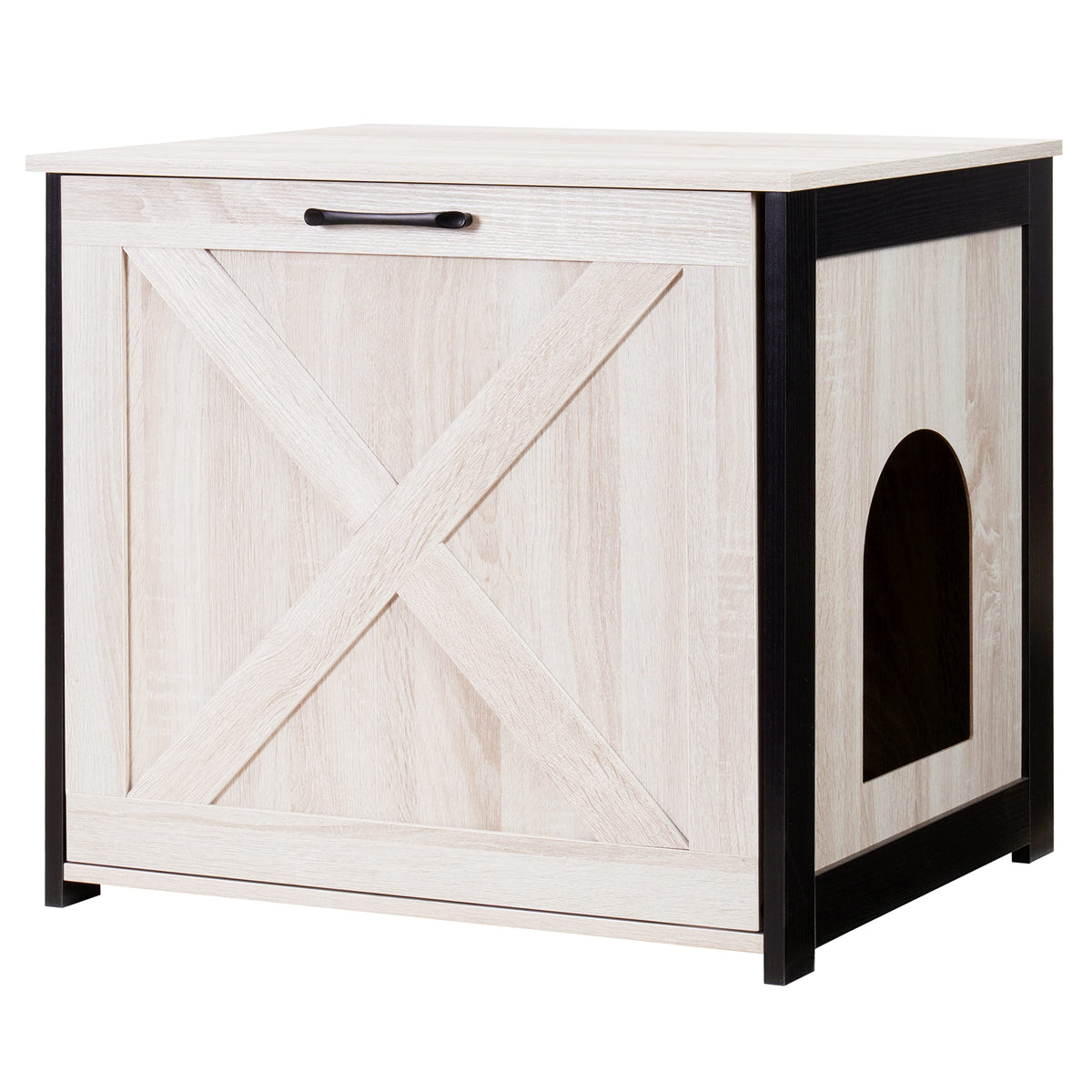 Dwanton Cat Litter Box Furniture Hidden, Cat Litter Box Enclosure, Reversible Entrance Can Be On Left Or Right Side, Indoor Cat Box Cabinet, Wooden Cat Washroom, End Table, Nightstand, Beige