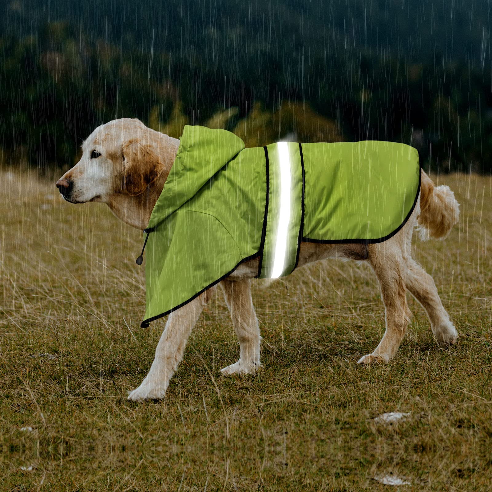Domagiker Dog Raincoats - Waterproof Dog Coat Hooded Reflective Puppy Rain Jacket With Leash Hole, Lightweight Pet Apparel Ponch