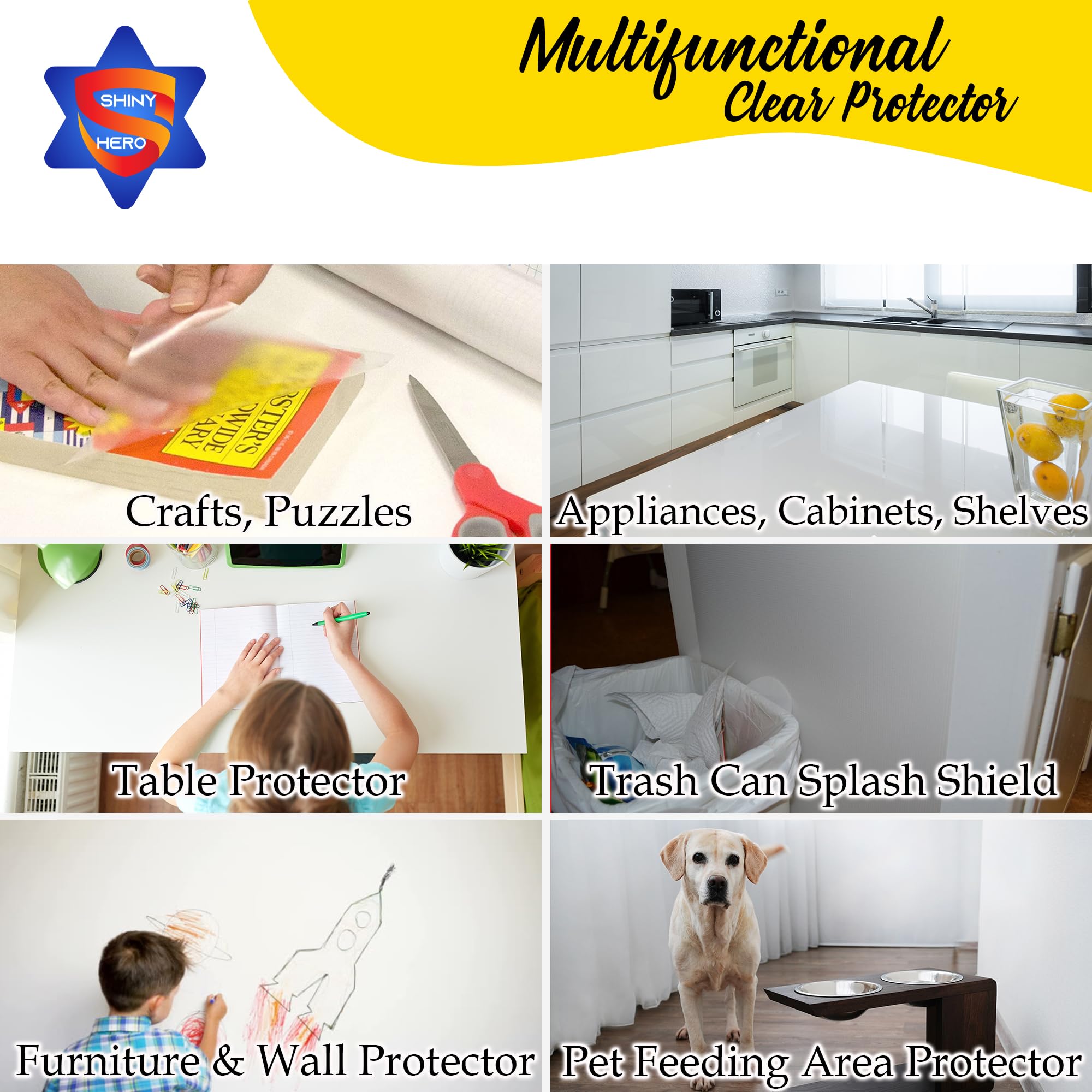 Clear Contact Paper Wall Protector - Self Adhesive Removable Film Transparent Plastic Backsplash Sheet Kitchen Oil Proof Waterpr