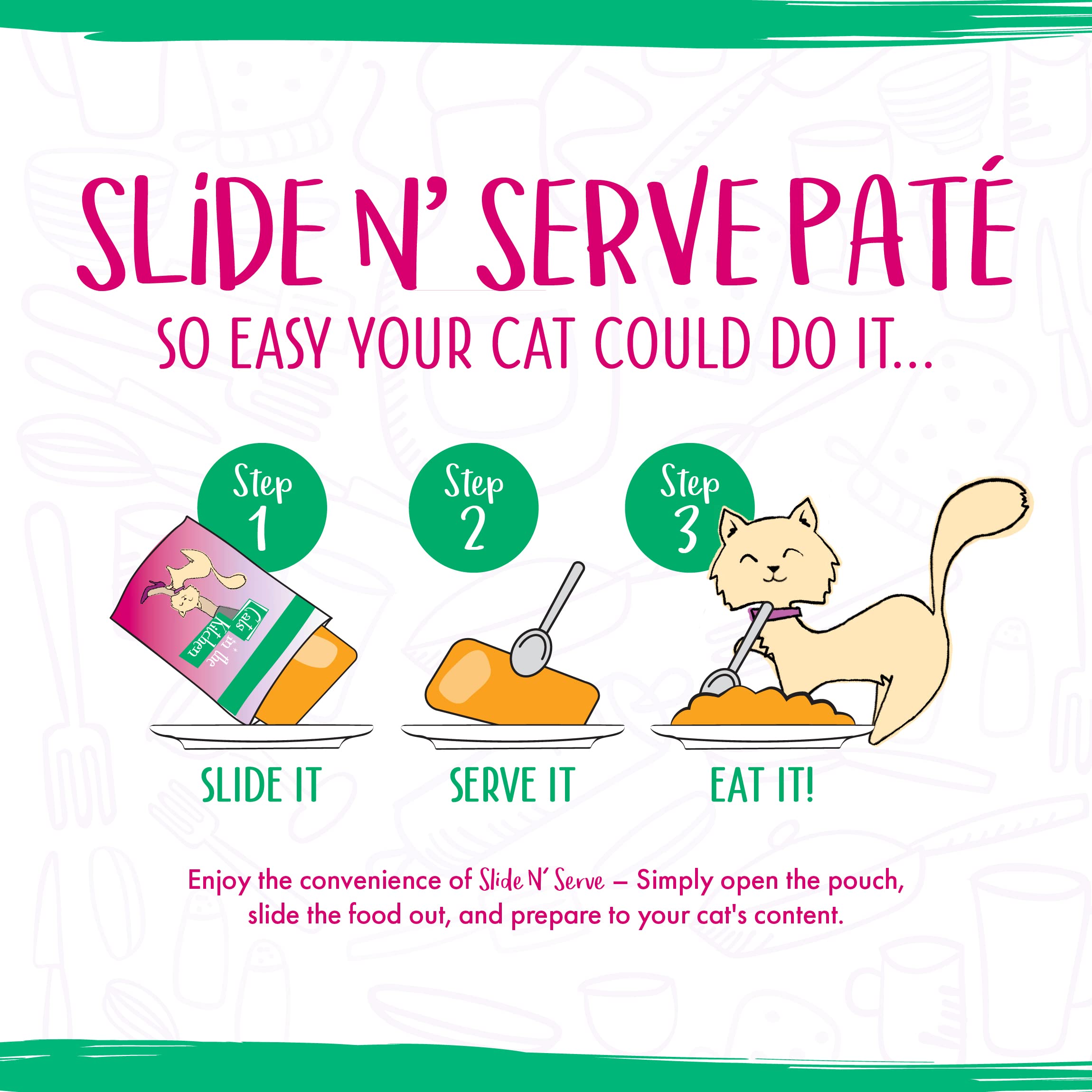 Weruva Cats in The Kitchen Slide N Serve Grain-Free Natural Wet Pate Cat Food Pouches, Meowiss Bueller, 3oz Pouch (Pack of 12)