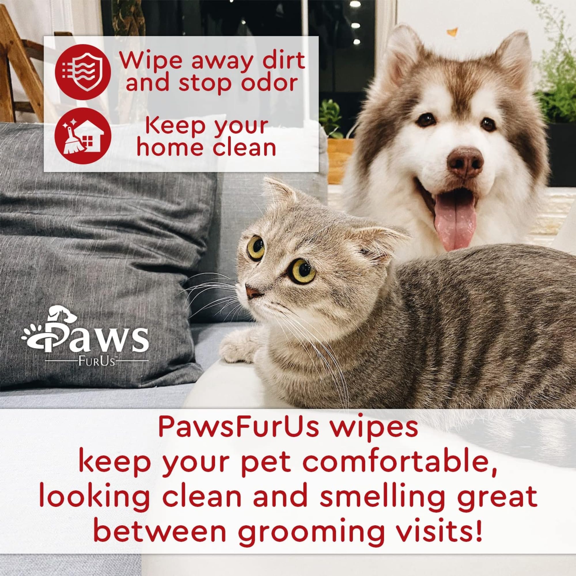 PawsFurUs Pet Wipes All-Natural Antibacterial & Antifungal Pet Wipes