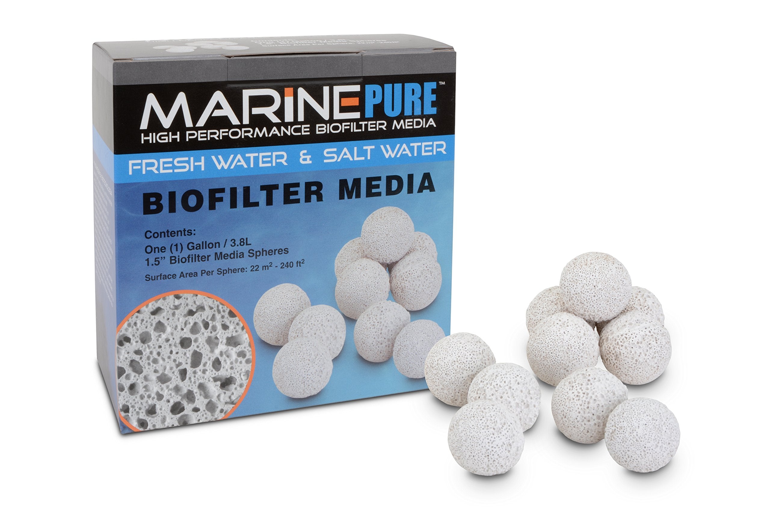 Cermedia Marinepure 1.5-Inch Sphere Bio-Filter Media For Marine And Freshwater Aquariums, 1-Gallon