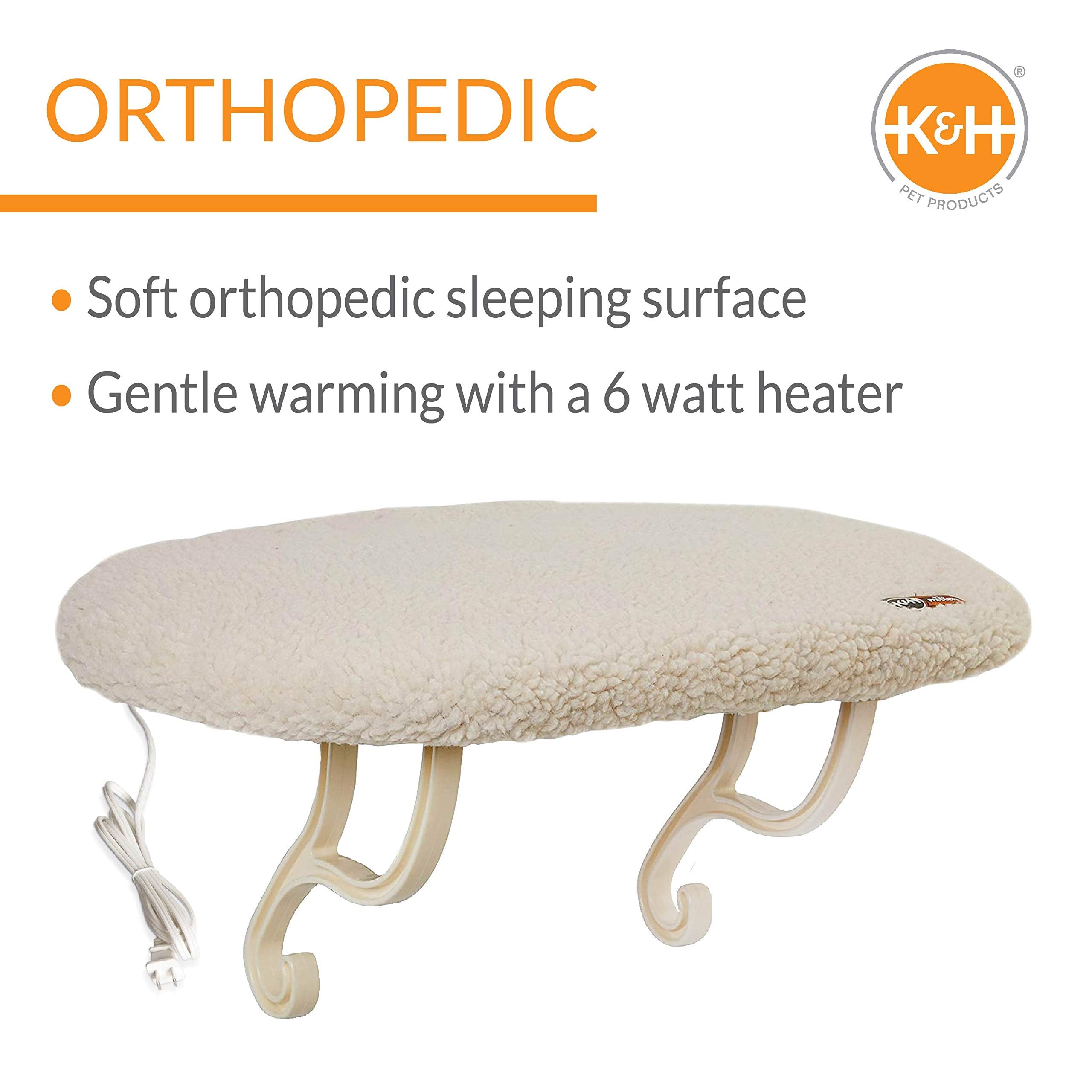 K&H Pet Products Kitty Sill Heated Cat Window Perch for Large Cats, Orthopedic Window Hammock Bed Holds 40LBS, Washable Cover, K