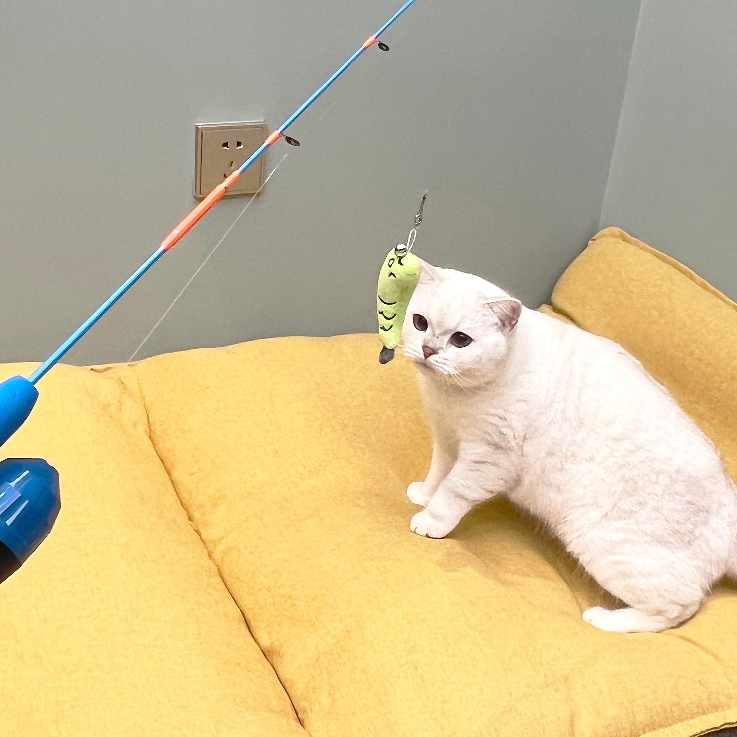 Agger Cat Casting Fishing Pole Toy, Cat Casting Toy Set, Interactive Toy For Cats, Tangle-Free Design, Cat Toy For Indoor Outdoo