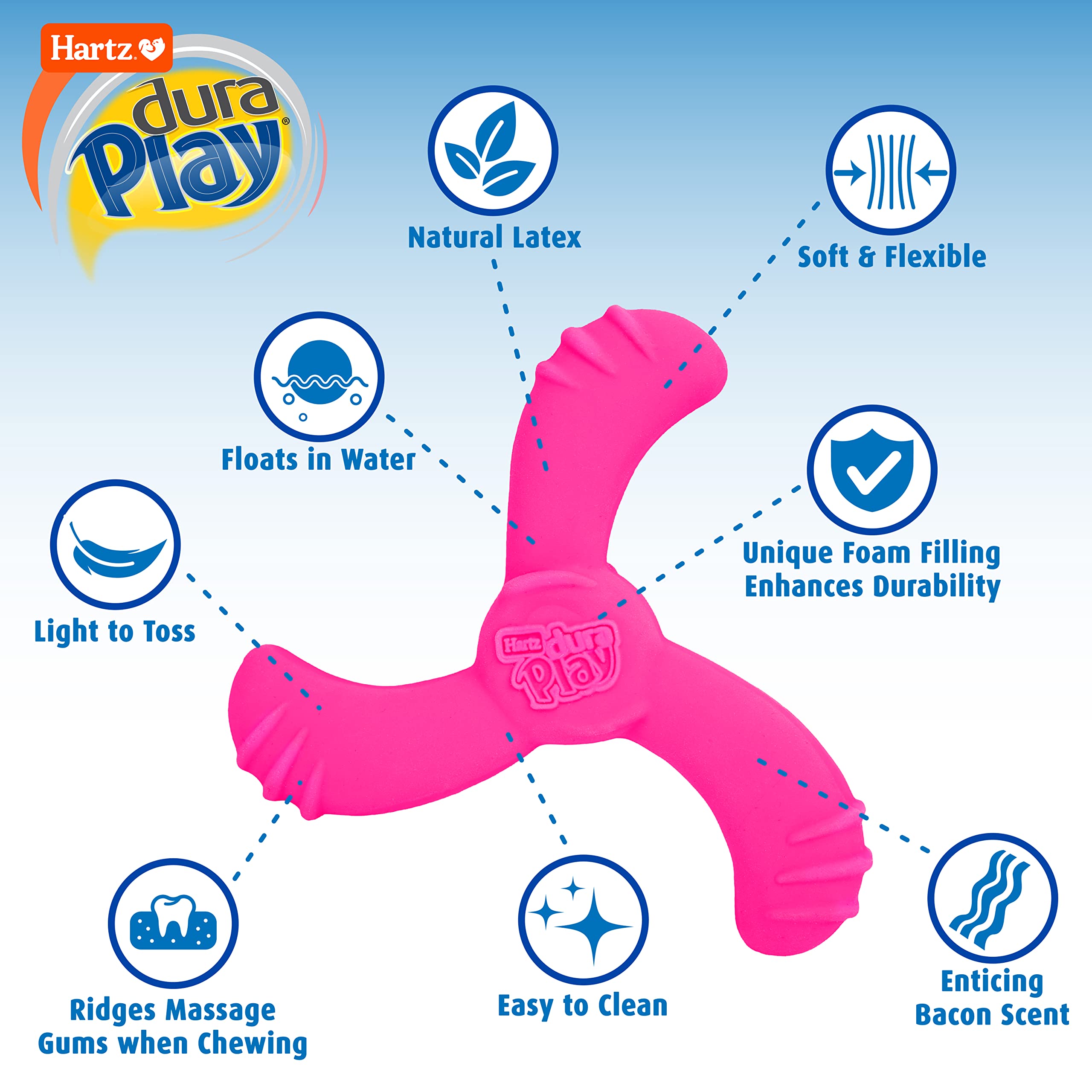 Hartz DuraPlay Bacon Scented Dog Toys, Medium/Large ( Colors may vary ) All Breed Sizes