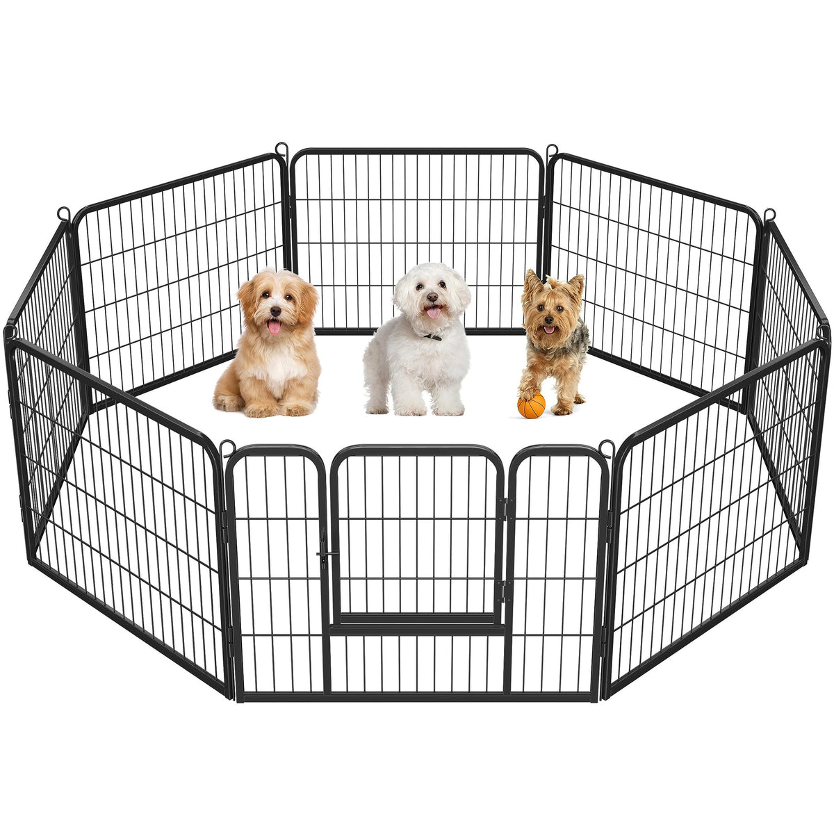 Yaheetech Heavy Duty Extra Wide Dog Playpen, 8 Panels Outdoor Pet Fence For Large/Medium/Small Animals Foldable Puppy Exercise Pen For Garden/Yard/Rv/Camping 24 Inch Height X 32 Inch Width