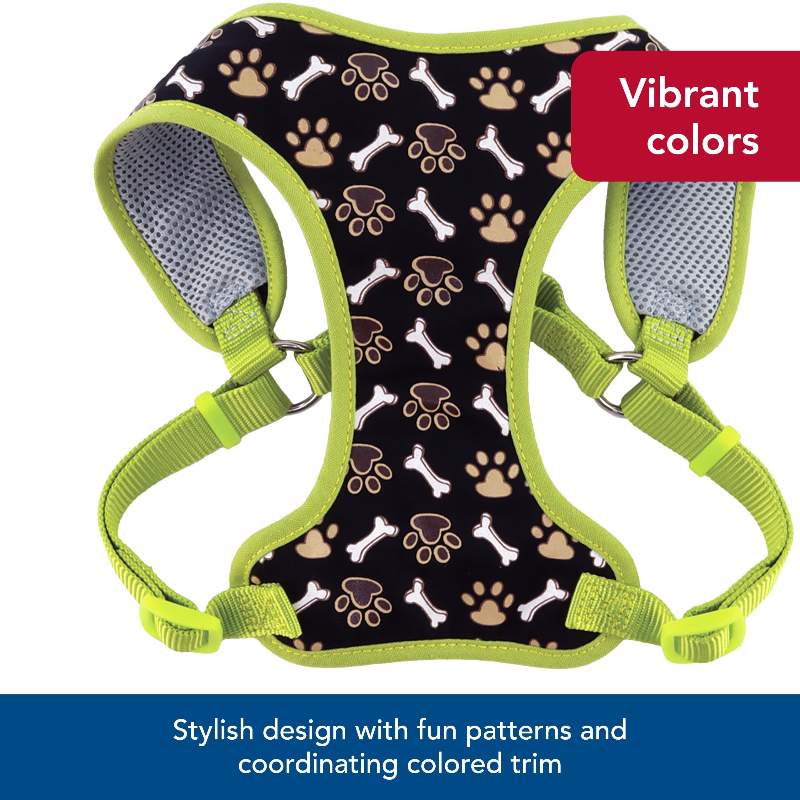 Coastal Pet Ribbon Designer Wrap Adjustable Dog Harness - Large & Small Dog Harness - Breathable Mesh Harness For Dogs Pet Supplies For Dogs - Brown Paws & Bones, 5/8' X 16-19'