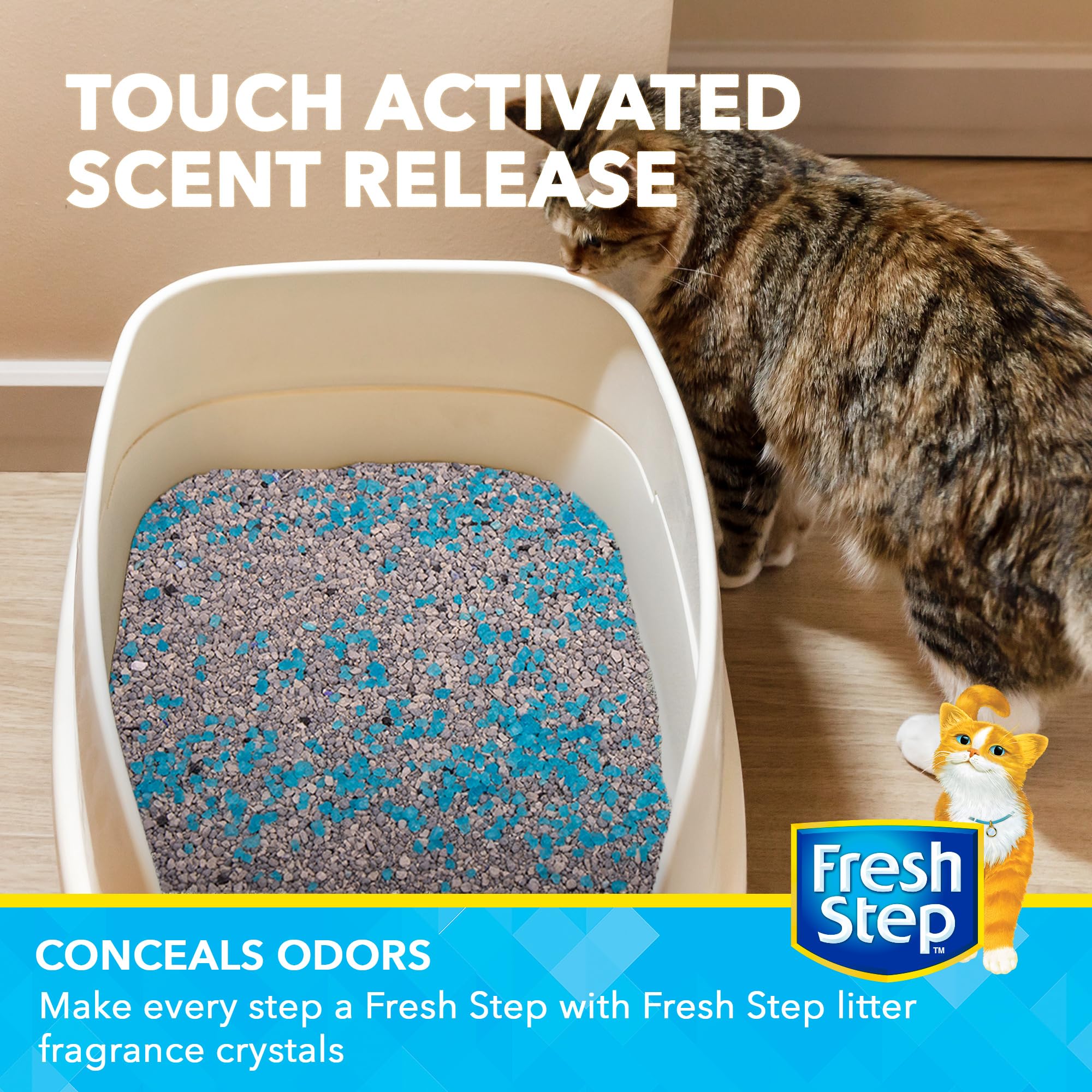 Fresh Step Cat Litter Crystals in Fresh Scent - Cat Litter Box Deodorizer - Combats Odors and Neutralizes Smells to Keep Your Ho