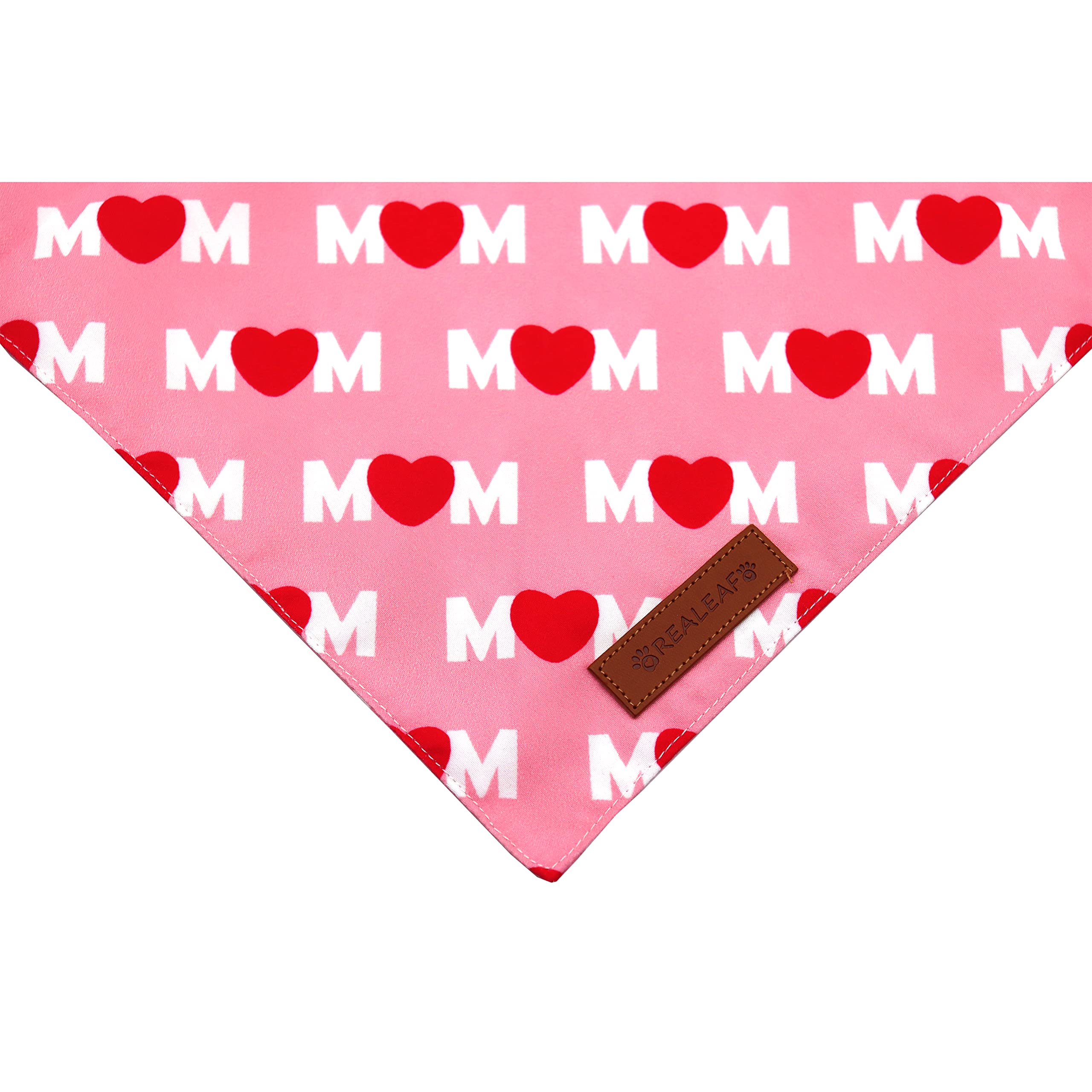 Realeaf Mothers Day Dog Bandanas 2 Pack, Reversible I Love My Mom Pet Scarf For Boy And Girl, Premium Durable Fabric, Valentines