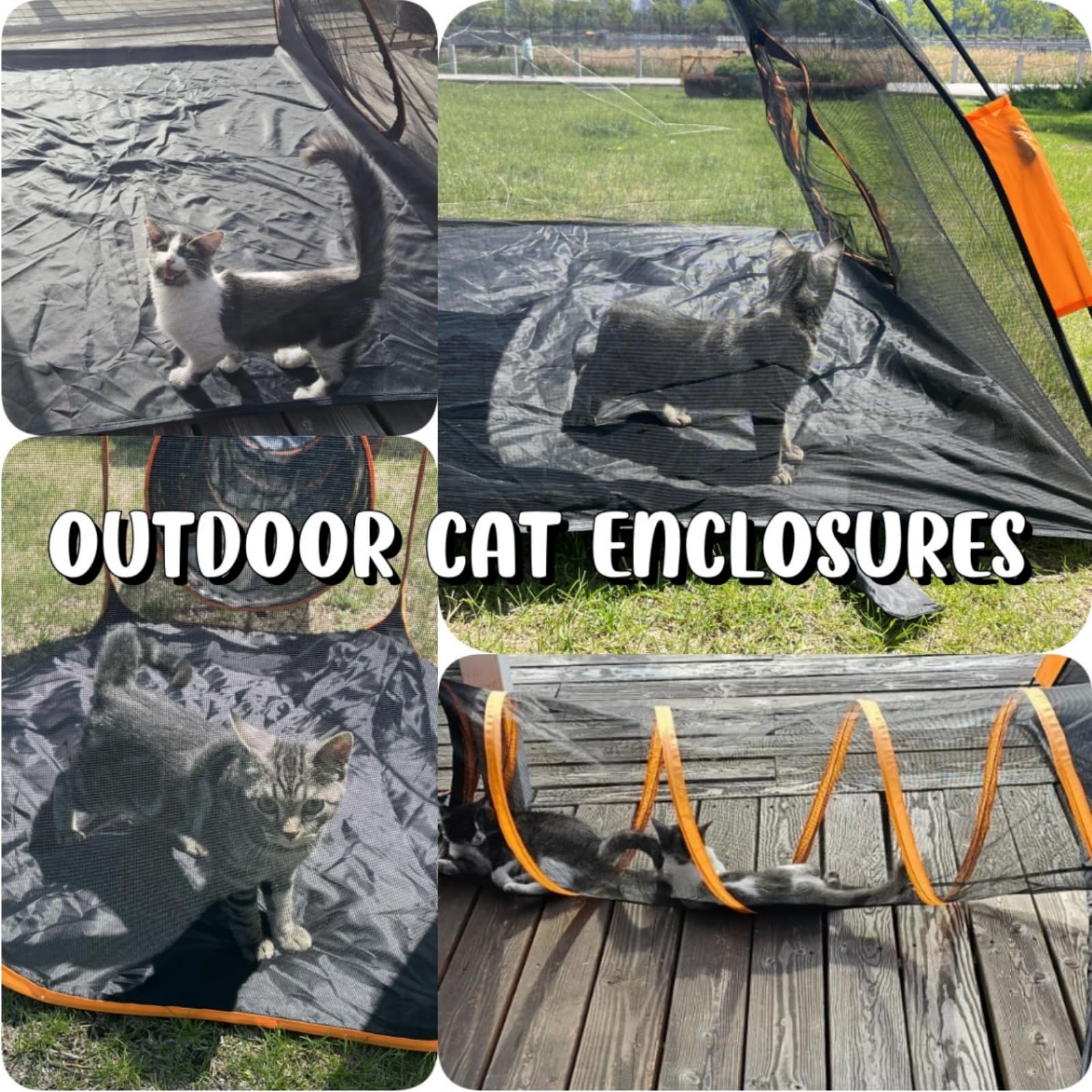 Catio Outdoor Cat Enclosures For Indoor Cats, 4-In-1 Outside Large Playground Include Portable Cat Tent And Tunnel, For Cats And