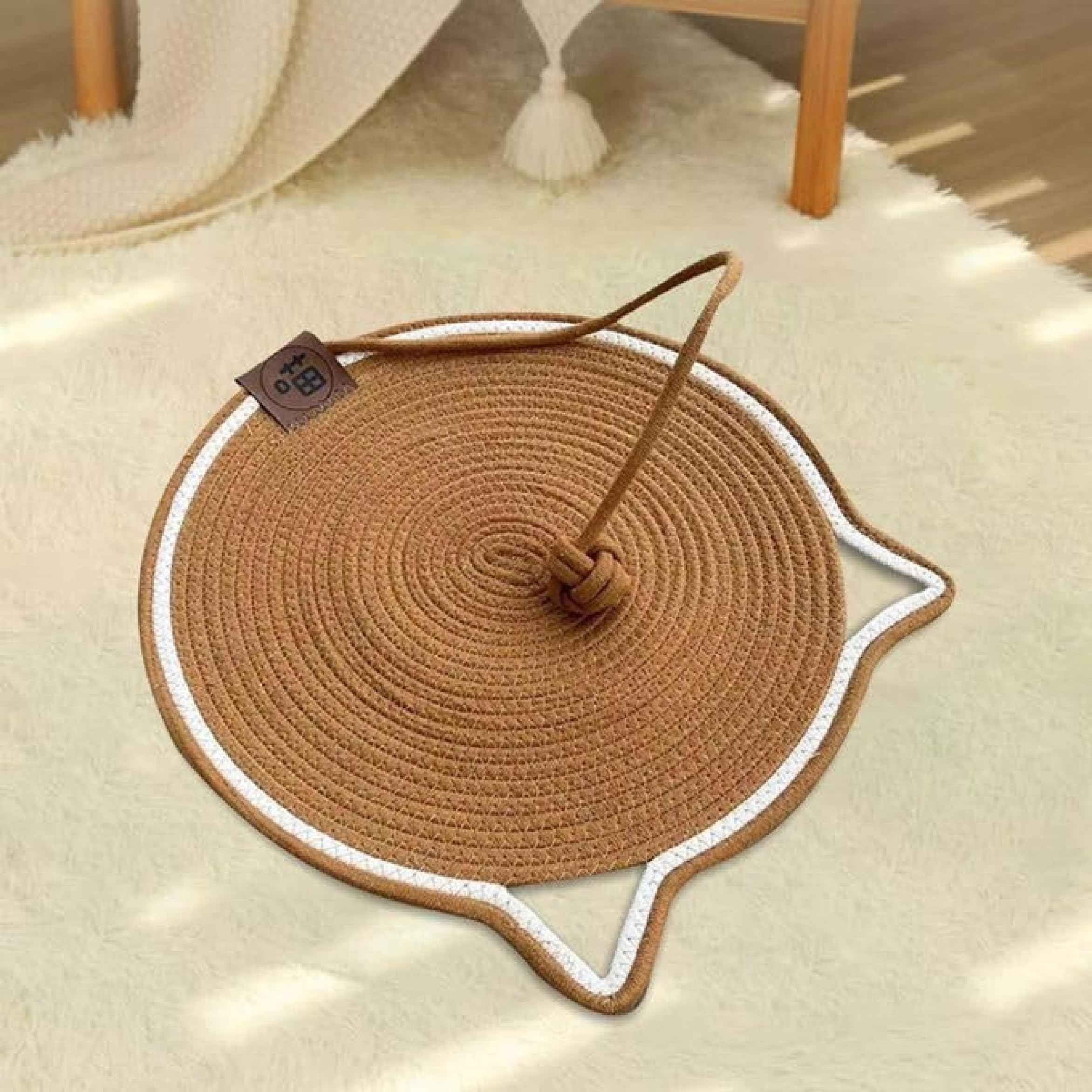 Netxe Cat Mat, Scratch Pad For Cats, Cute Cat Scratch Pad, Lovely Cat Ear Scratching Pads Hanging Cat Toy Wall Cotton Rope Cat S
