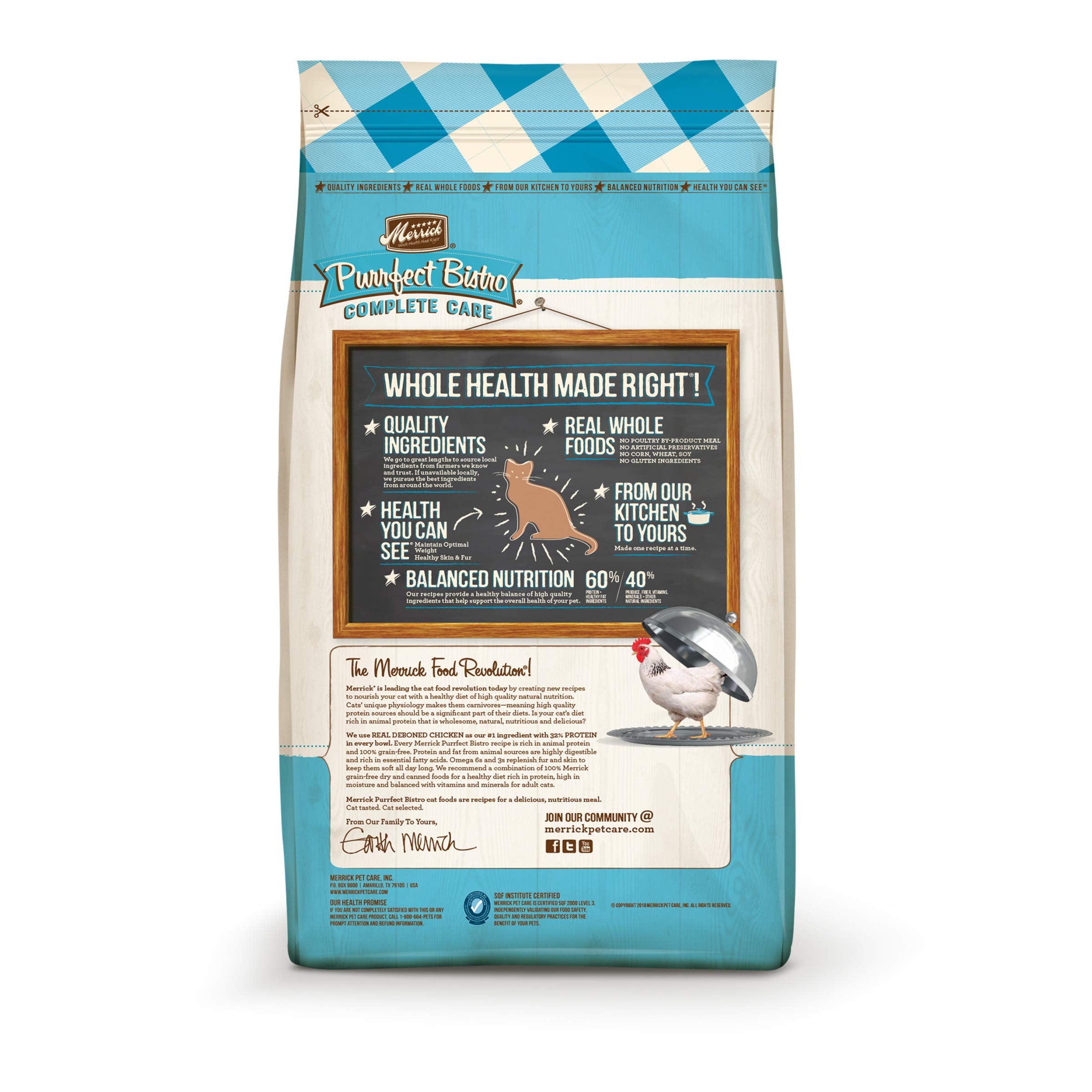 Merrick Purrfect Bistro Grain Free Natural Dry Cat Food For Adult Cats, Complete Care Weight Control Recipe - 4 lb. Bag