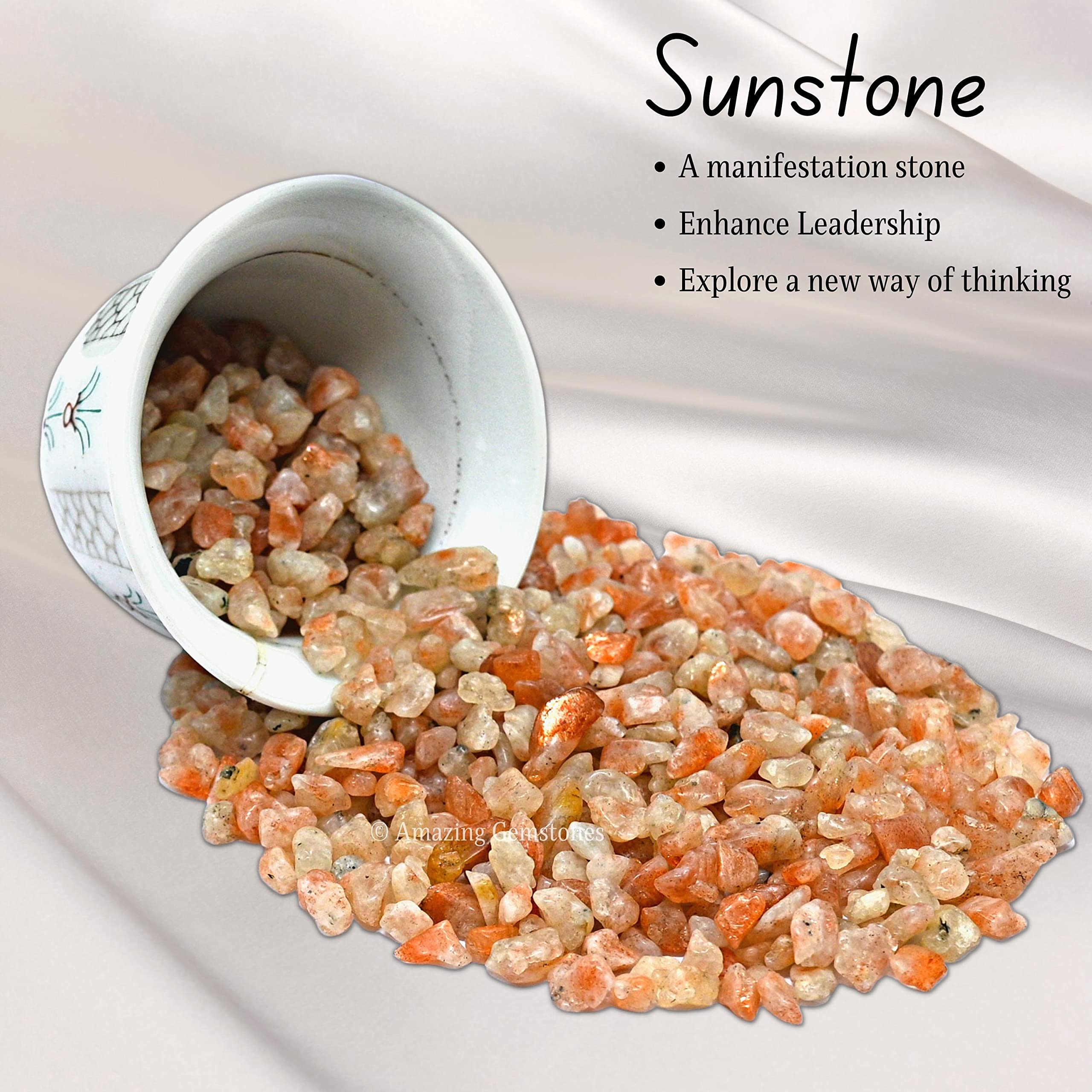 Sunstone Crystal Chips Aquarium Gravel - Sunstone Chips Bulk Fish Tank Gravel, Small Tumbled Stones and Tiny Crystals for Decora