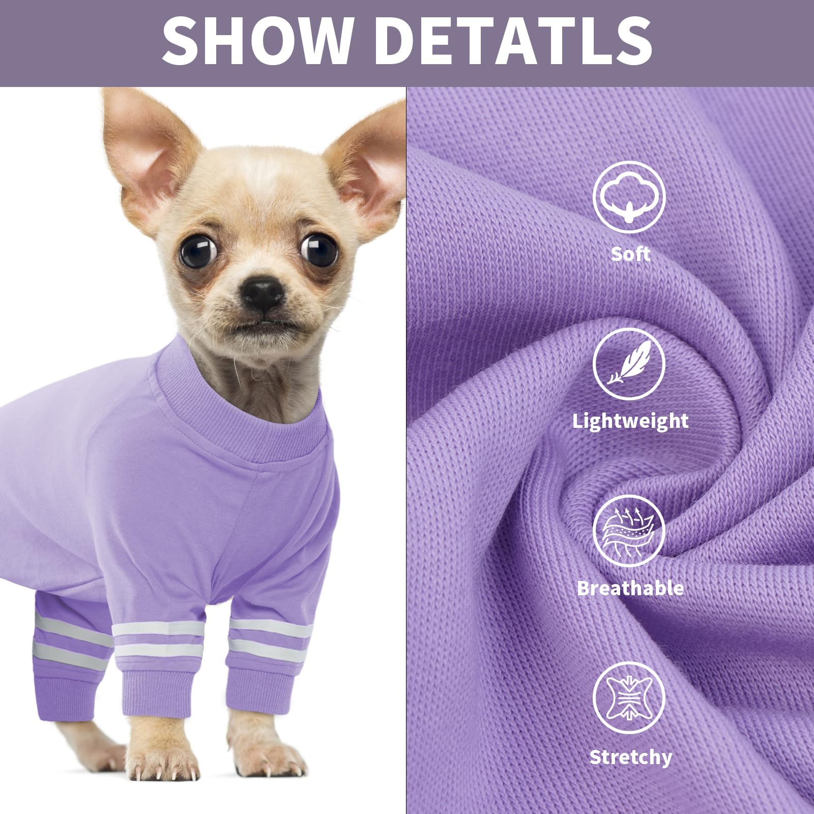 Brkurleg Dog Pajamas Soft Material Stretchable Small Dogs Pajamas Onesie,4 Legs Onesie Pjs Clothes For Puppy And Cat, Dog Recove